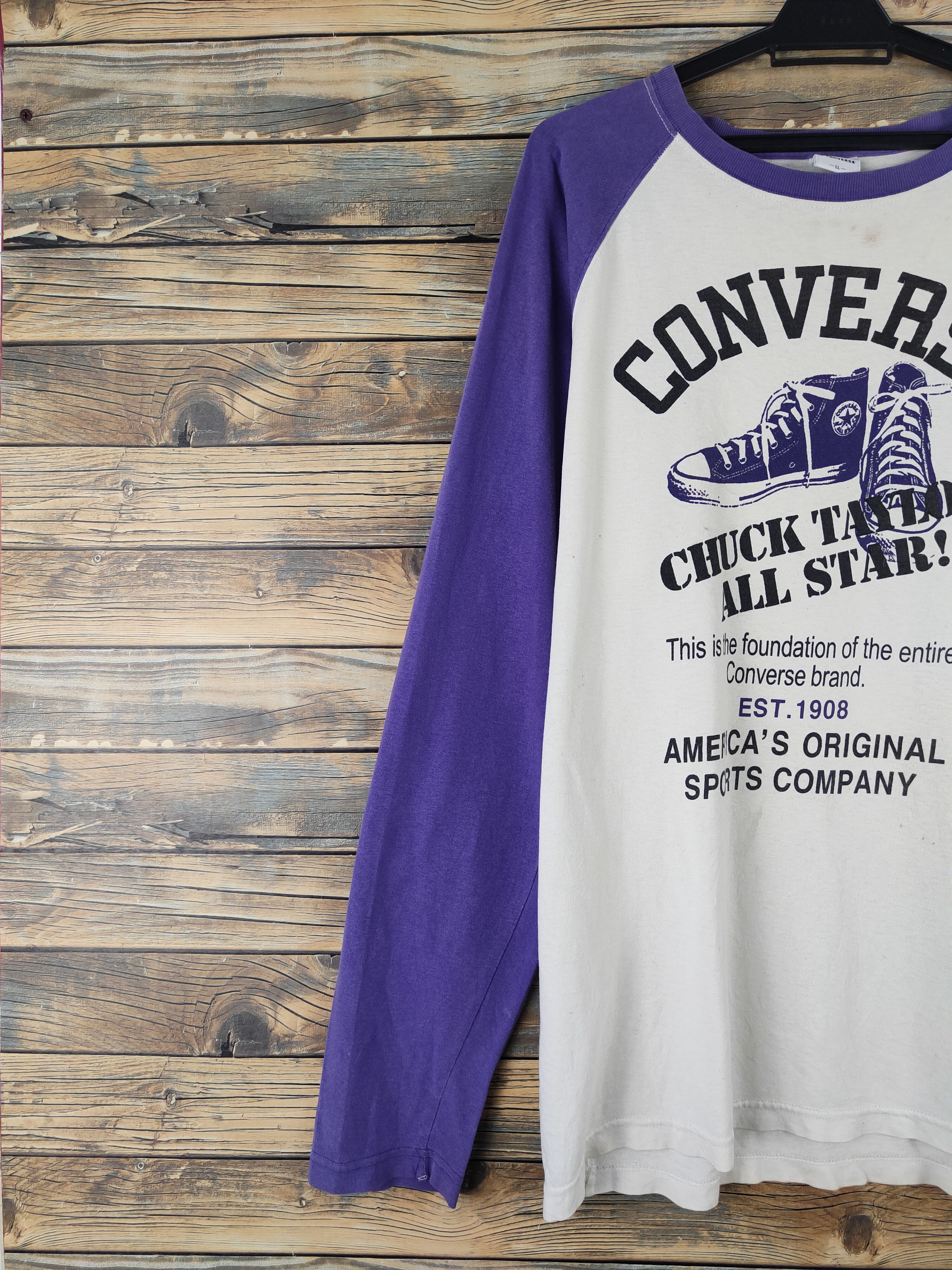 Converse DL Converse Purple White Long Sleeve T-shirts #1396 Size US L / EU 52-54 / 3 - 4 Thumbnail