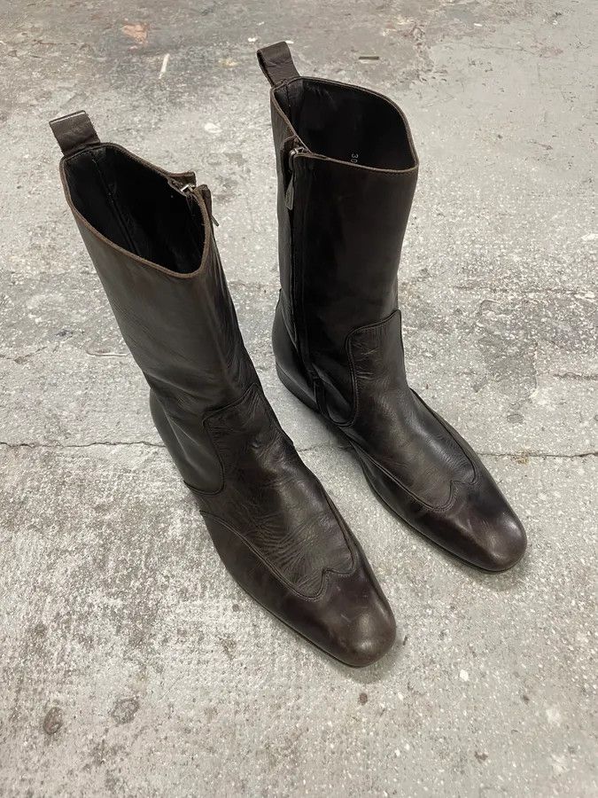 Saint Laurent Paris 1990s Yves Saint Laurent Rive Gauche Black Leather Ankle Boots Size US 7 / EU 40 - 3 Thumbnail