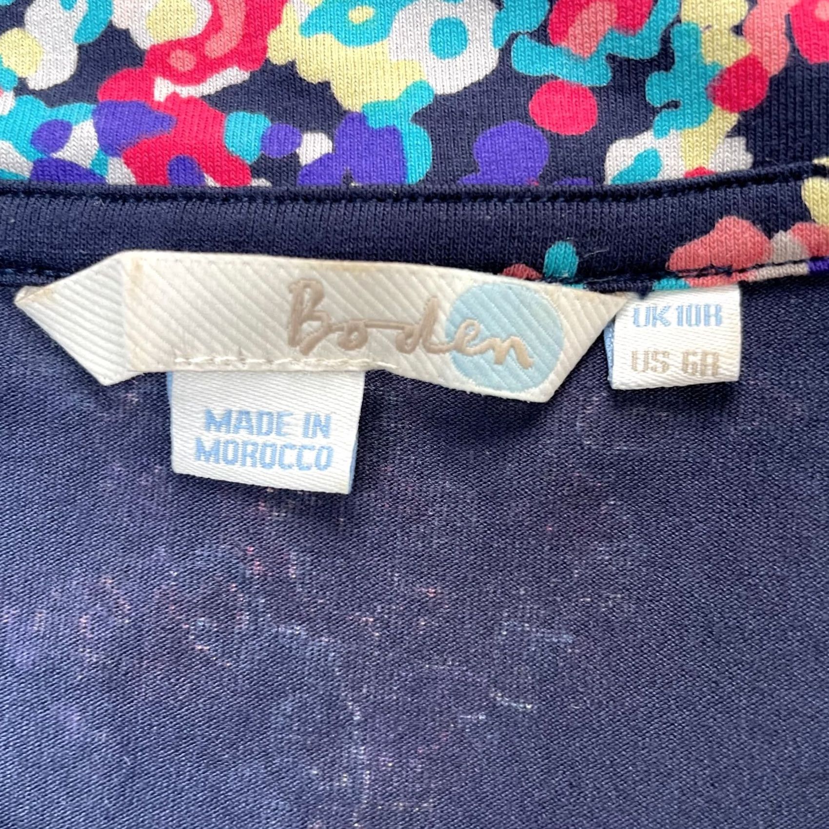 Boden Boden Dress Womens 6R Blue Floral Viscose Stretch Plunge V Neck Belted Abstract Shirt? Size M / US 6-8 / IT 42-44 - 4 Thumbnail