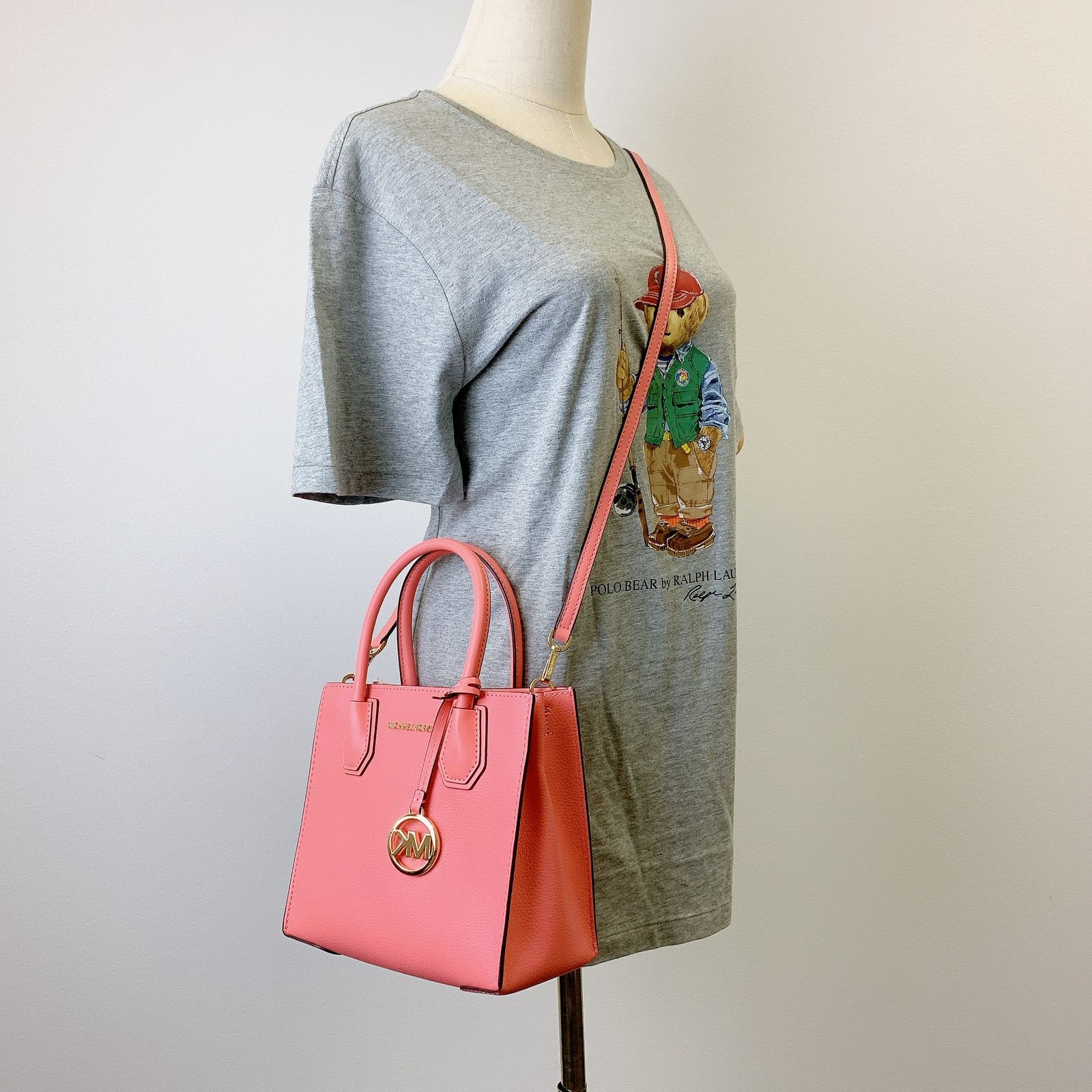 Michael Kors Michael Kors 35S1GM9M2L Mercer Pebbled Leather IN GRAPEFRUIT Size ONE SIZE - 2 Thumbnail