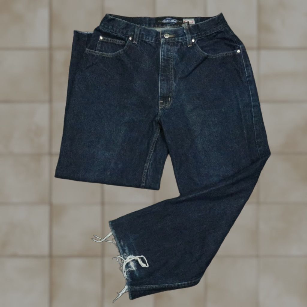 Anchor Blue VINTAGE Anchor Blue Jeans 31x28 Wide Leg Relaxed Fit Baggy Dark Blue 90s Y2K Mens Size US 31 - 1 Thumbnail
