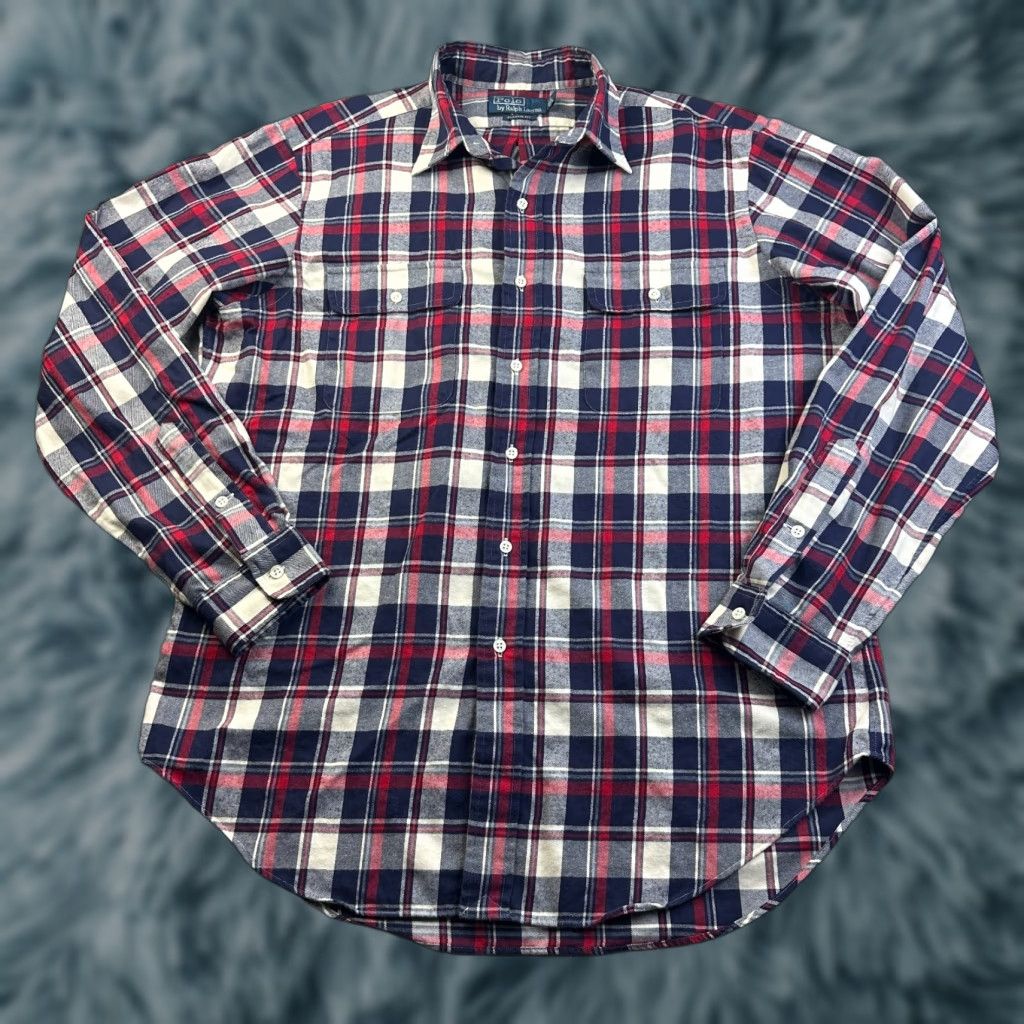 Polo Ralph Lauren Polo Ralph Lauren Shirt Mens Medium Red Plaid Flannel 2 Pocket Button Up Size US M / EU 48-50 / 2 - 1 Thumbnail
