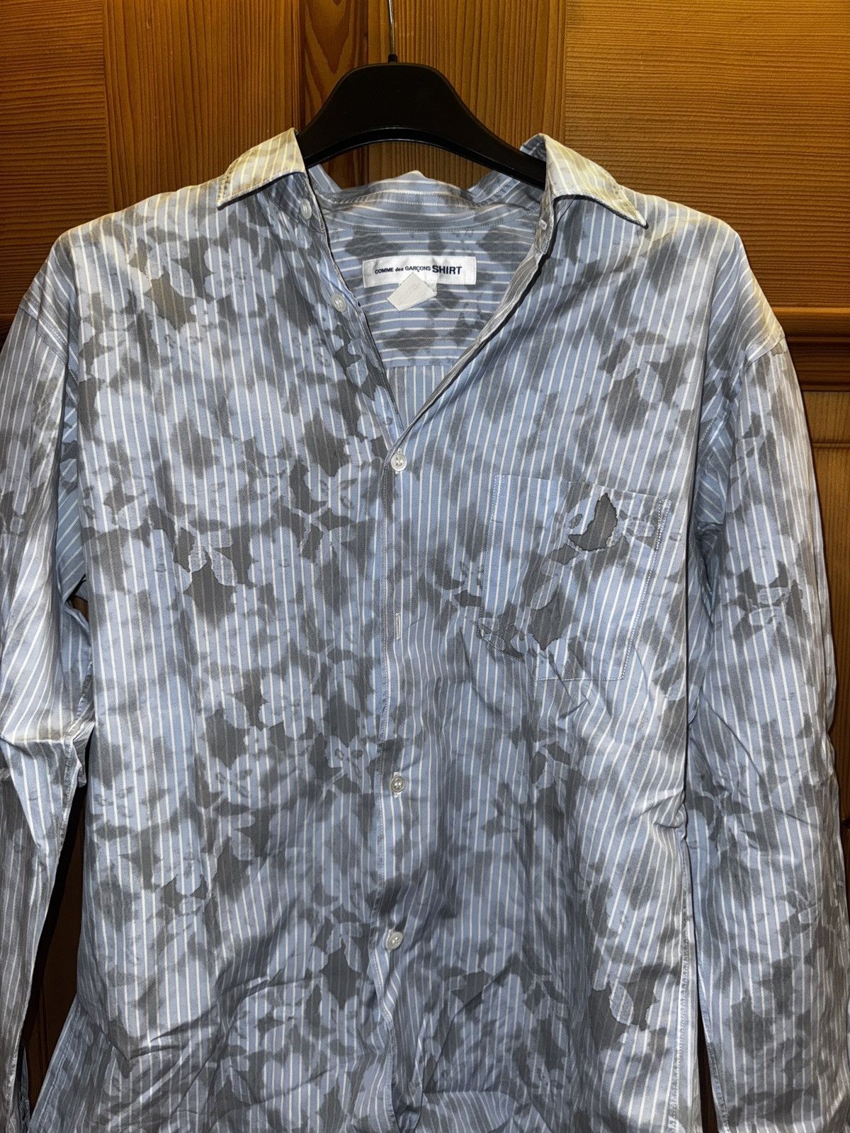 Comme des Garcons Comme des Garçons SHIRT Blue Stripe Camouflage Print Shirt Size US M / EU 48-50 / 2 - 1 Thumbnail