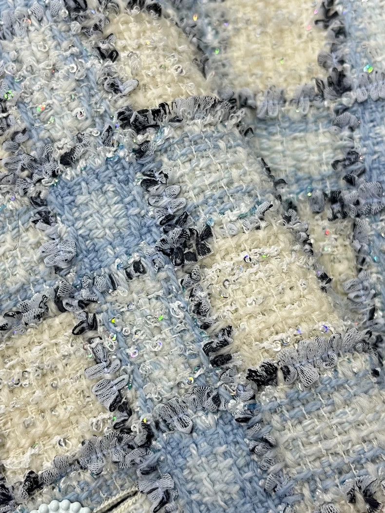 Chanel chanel 22B blue and white colour block sequin beaded plaid Size XS / US 0-2 / IT 36-38 - 3 Thumbnail