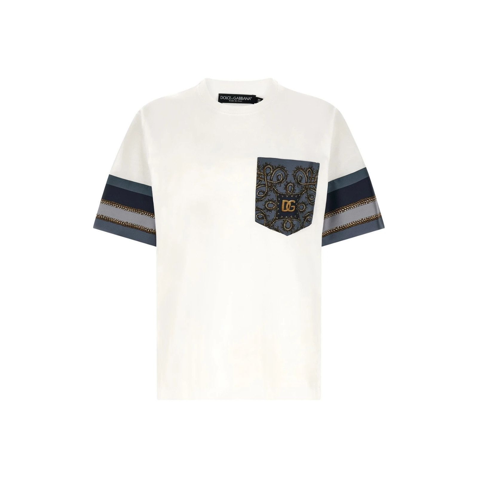 Dolce & Gabbana DOLCE&GABBANA Cargo White Silk Insert TShirt New & Authentic Size US XL / EU 56 / 4 - 1 Thumbnail