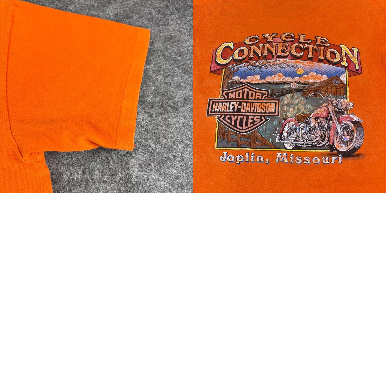 Harley Davidson VINTAGE Harley Davidson Orange Graphic T Shirt Joplin Missouri Cycle Connection M Mens Size US M / EU 48-50 / 2 - 8 Thumbnail