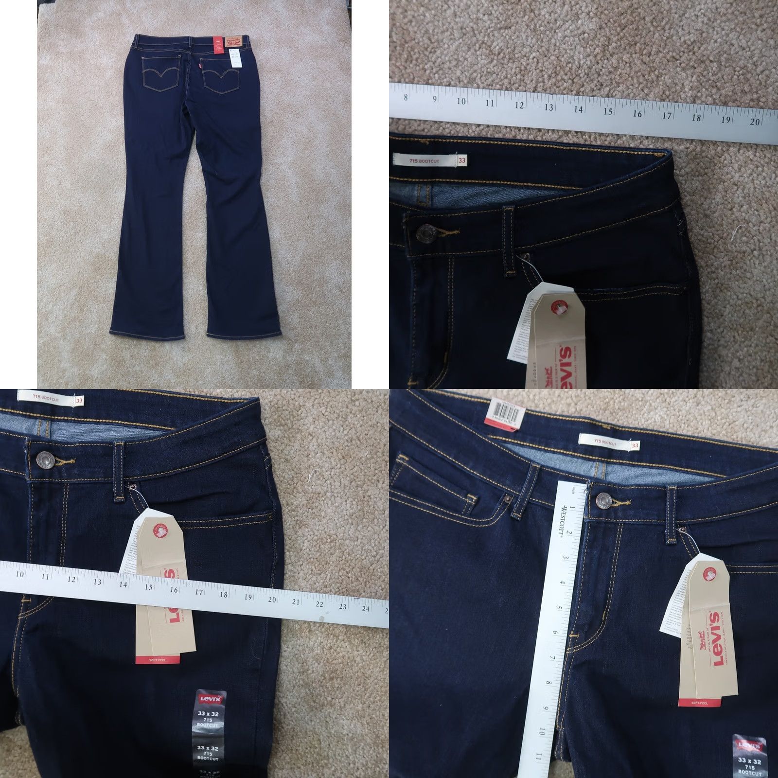 Levi's Levi's 715 Boot Cut Stretch Jeans Women's 33x32 Blue Denim Size 24" / US 00 / IT 34 - 9 Thumbnail