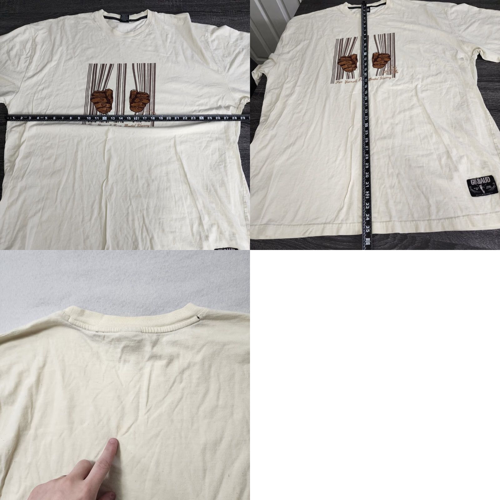 Vintage VINTAGE Marithe Francois Girbaud MFG T Shirt Hip Hop Embroidered 3XL Vanilla White Mens Size US XXL / EU 58 / 5 - 8 Thumbnail