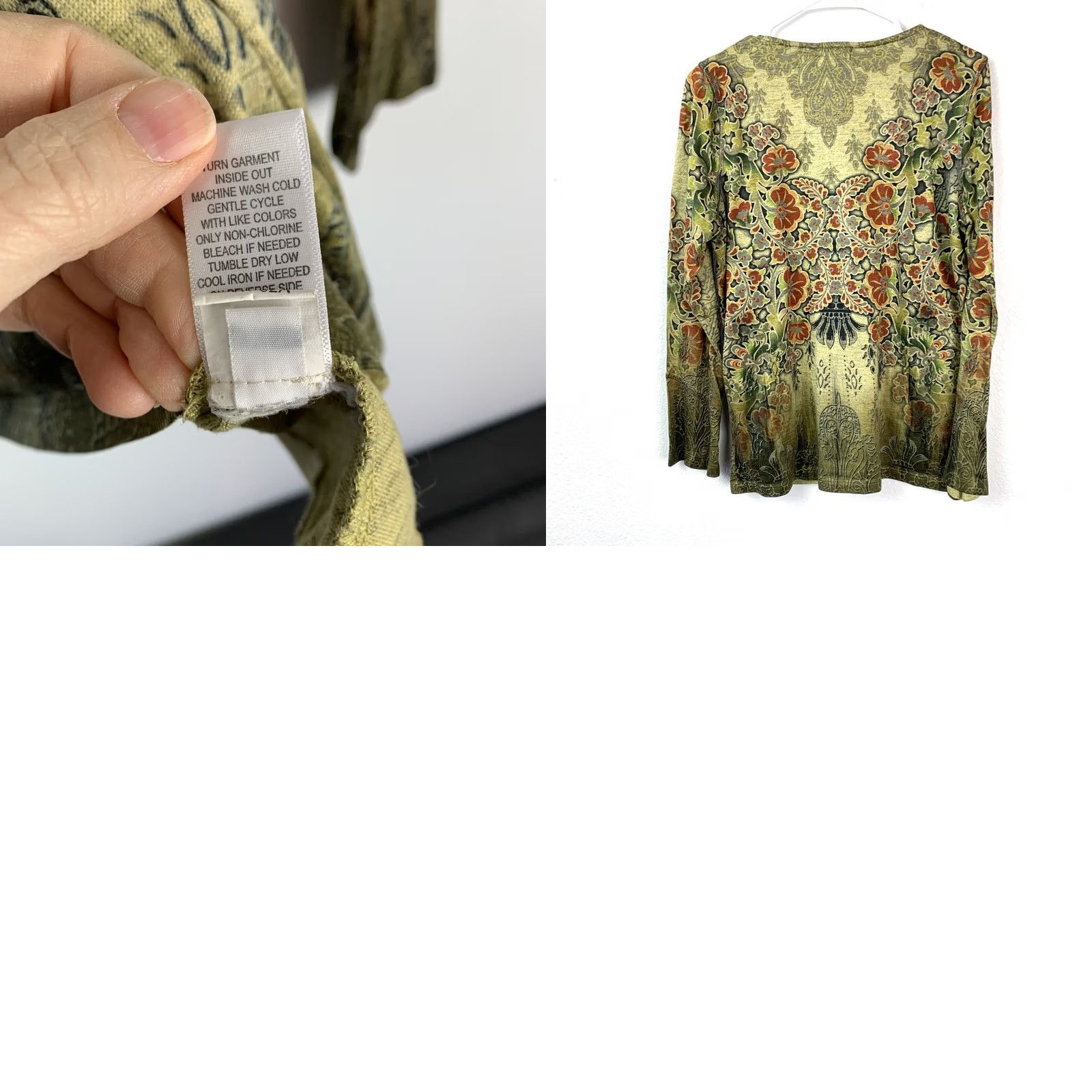 Vintage VINTAGE Oneworld Women's XL Floral Crochet Long Sleeve Top Boho Hippie Earthy Whimsy Size XL / US 12-14 / IT 48-50 - 8 Thumbnail
