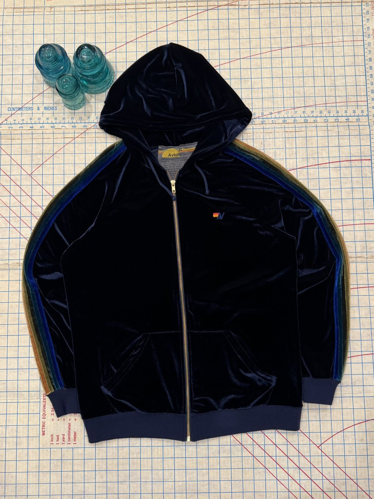 Aviator Nation Aviator Nation Blue Velvet Collection Velour Full Zip Hoodie Size XL / US 12-14 / IT 48-50 - 1 Thumbnail