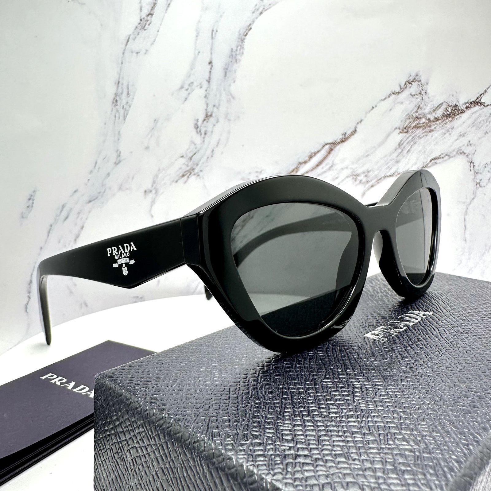 Prada New PRADA Sunglasses Black Butterfly Cat Eye Symbole Logo Size ONE SIZE - 11 Thumbnail