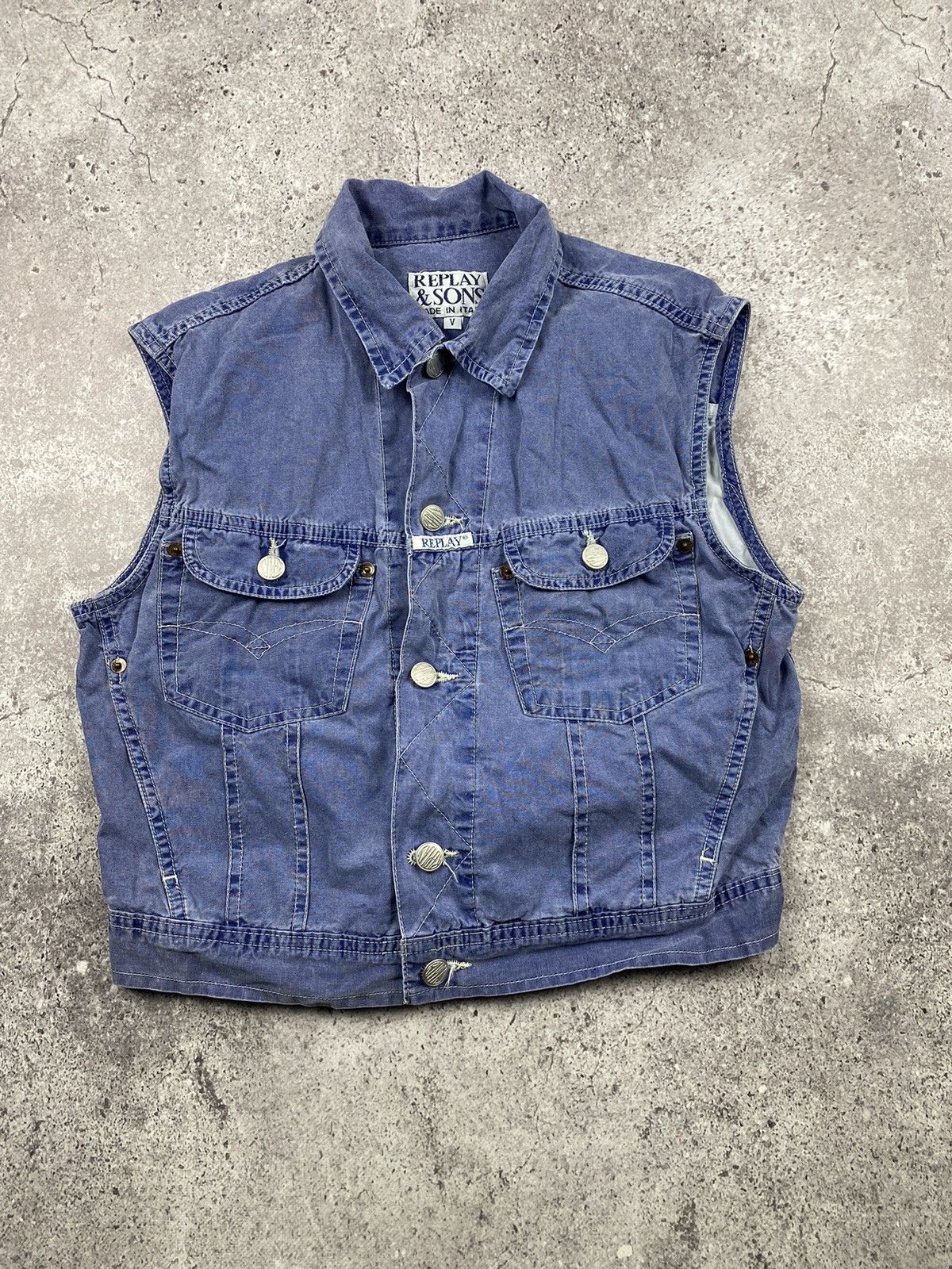 Designer × Vintage Replay & sons made in Italy vest big logo luxury Size XS / US 0-2 / IT 36-38 - 3 Thumbnail