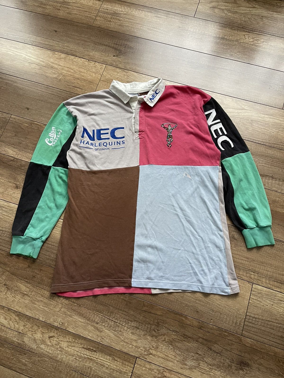 Cotton Traders Harlequins Cotton Traders Rugby Polo Sweatshirt 90s Size US L / EU 52-54 / 3 - 2 Thumbnail