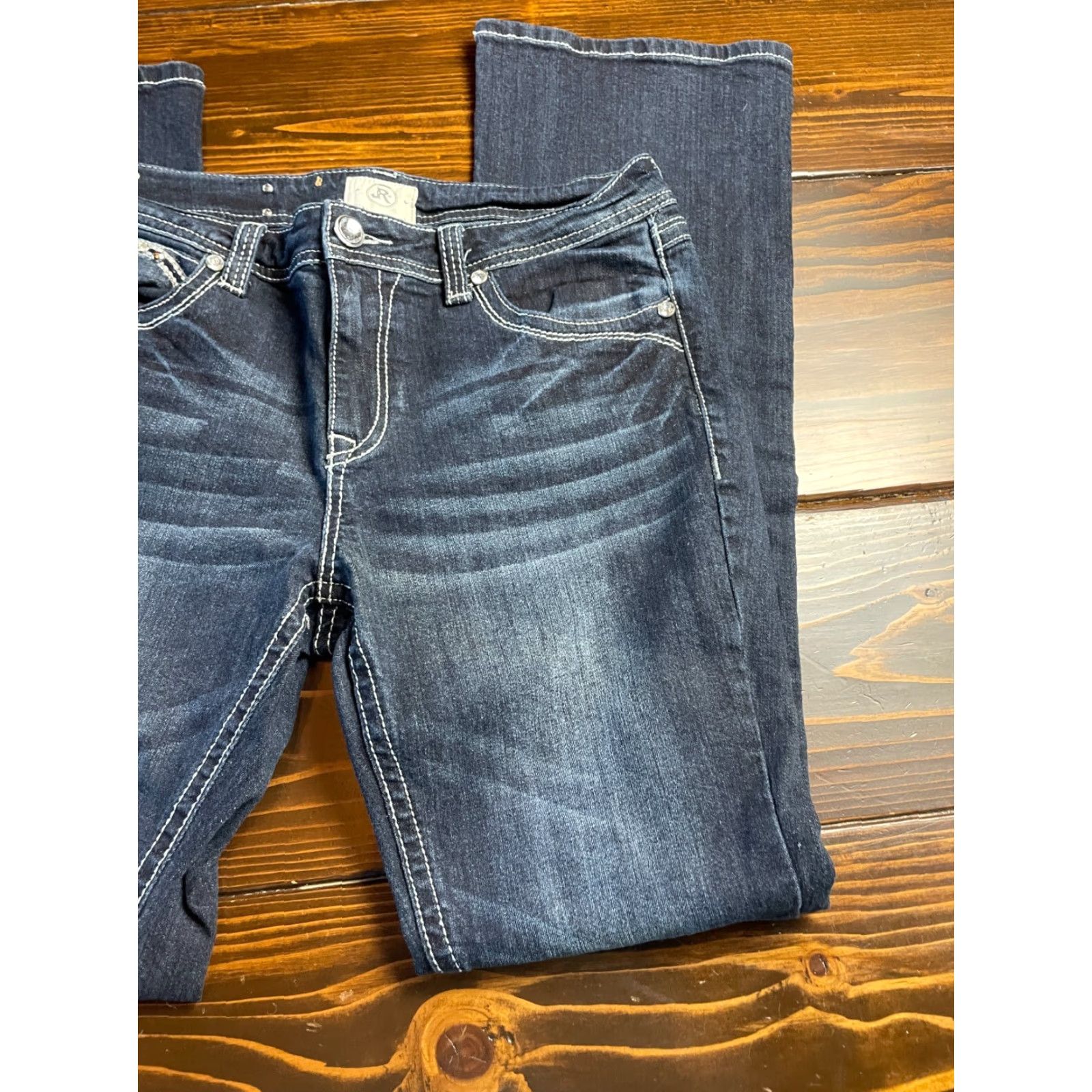 Denime Realco Jeans Women's 30 Black Jeweled Denim Straight Relaxed Fit Jeans Menstrual? Size 24" / US 00 / IT 34 - 7 Thumbnail