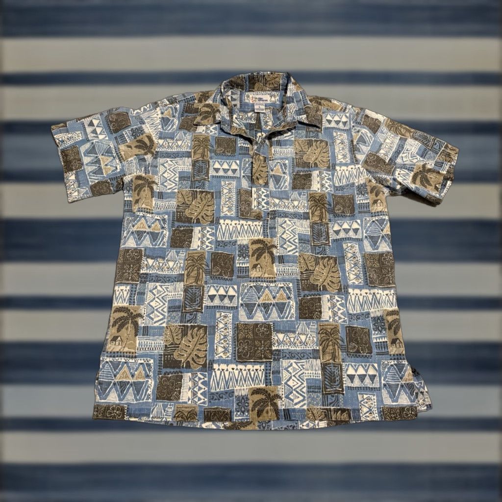 Reyn Spooner Reyn Spooner Hawaiian Shirt Mens Large Blue Floral Half Button Up Pullover Short Sleeve Cotton Polyester Size US L / EU 52-54 / 3 - 1 Thumbnail