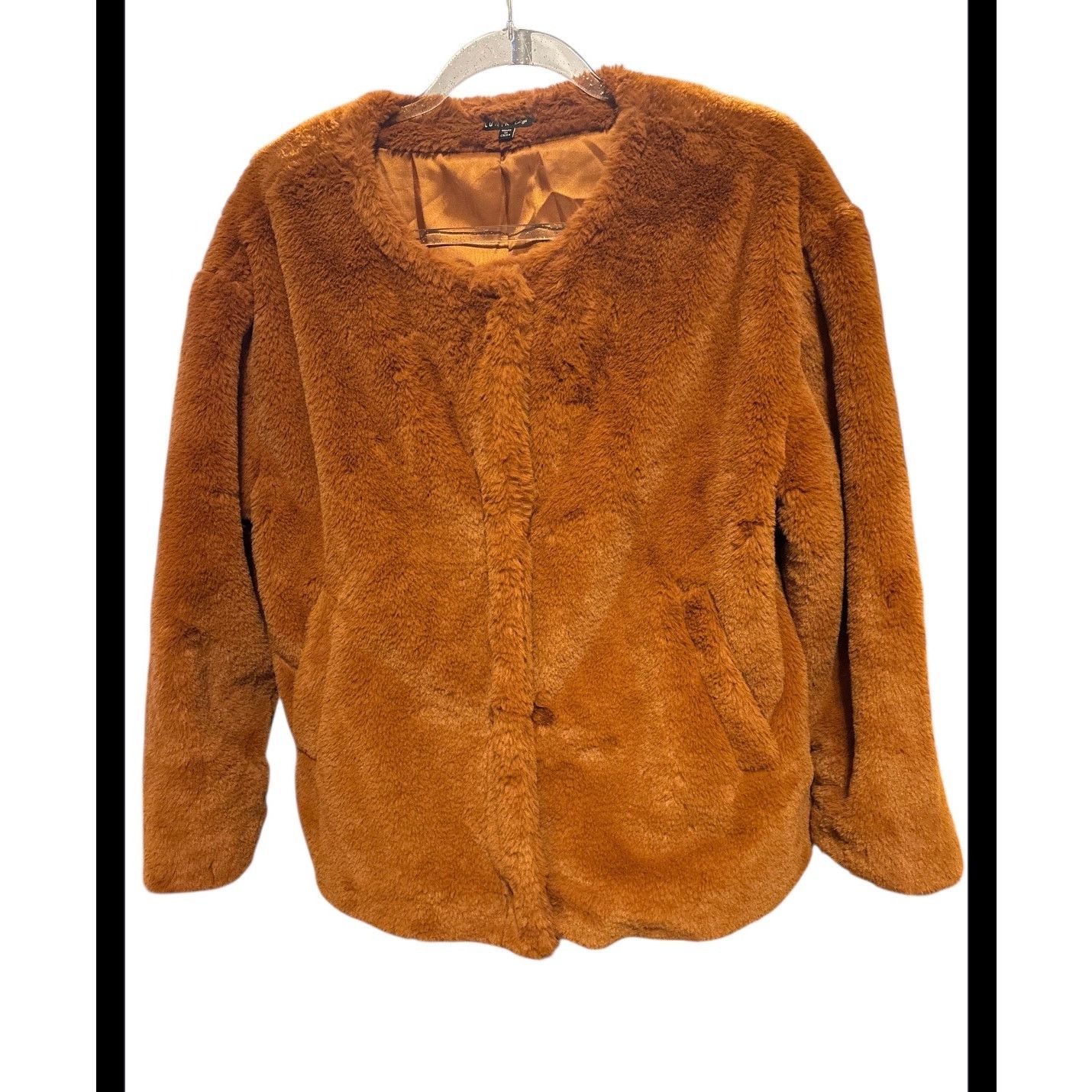 The Unbranded Brand Lunik Burnt Brown Faux Fur Jacket Size Large Size L / US 10 / IT 46 - 3 Thumbnail