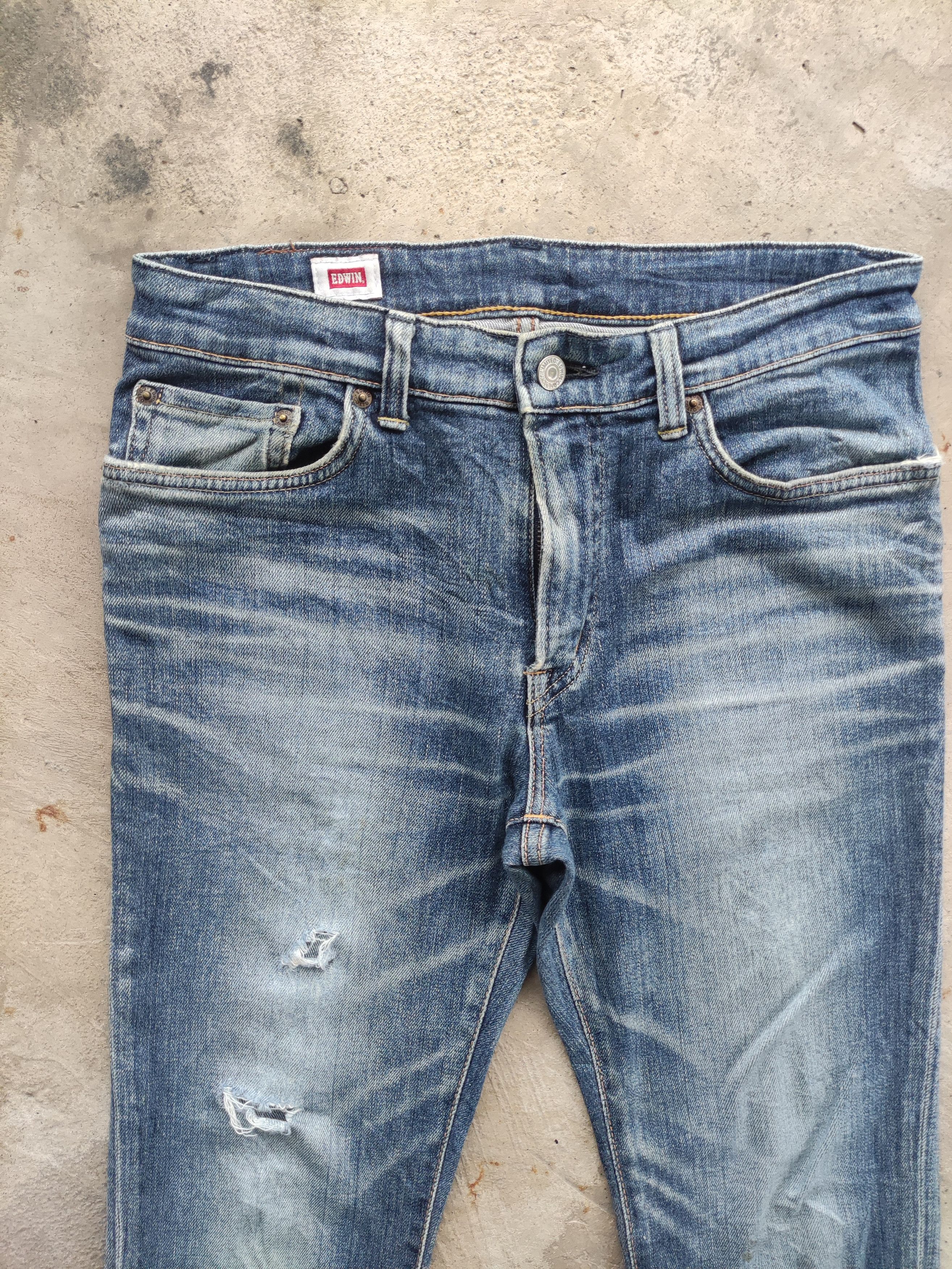 Edwin Vintage Edwin Japan Jean Distressed Faded Denim Size US 31 - 3 Thumbnail