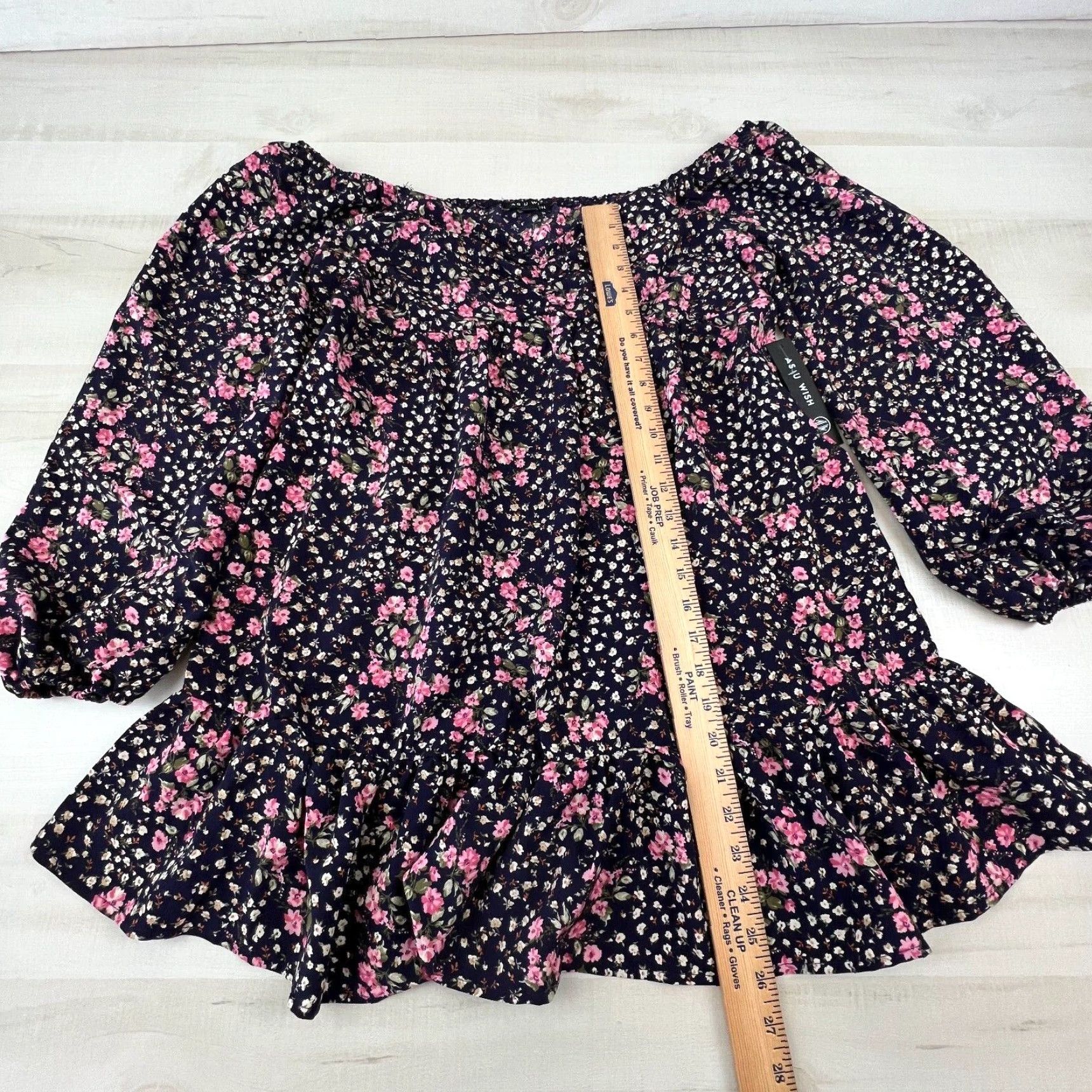 Vintage As U Wish Womens Tunic Top Navy Blue Floral Off Shoulder Flowy Blouse Large Size L / US 10 / IT 46 - 7 Thumbnail