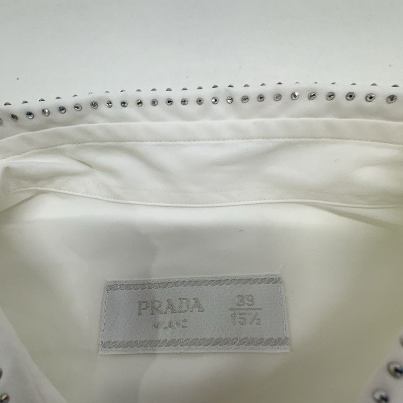 Prada Prada Men's White Long Sleeve Shirt with Studs-2506 Size US S / EU 44-46 / 1 - 1 Thumbnail