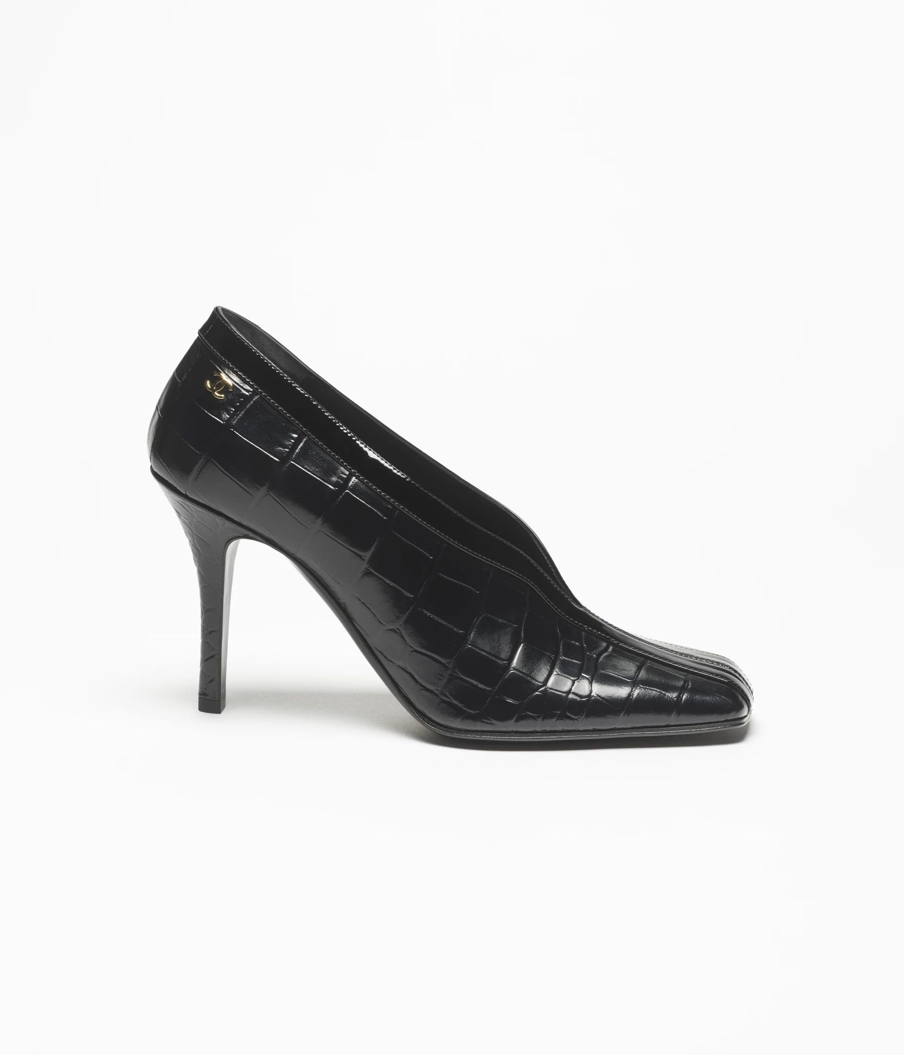 Chanel Chanel 26S Black Crocodile Croc Patent CC Logo Heel Pump 39 Size US 9 / IT 39 - 3 Thumbnail