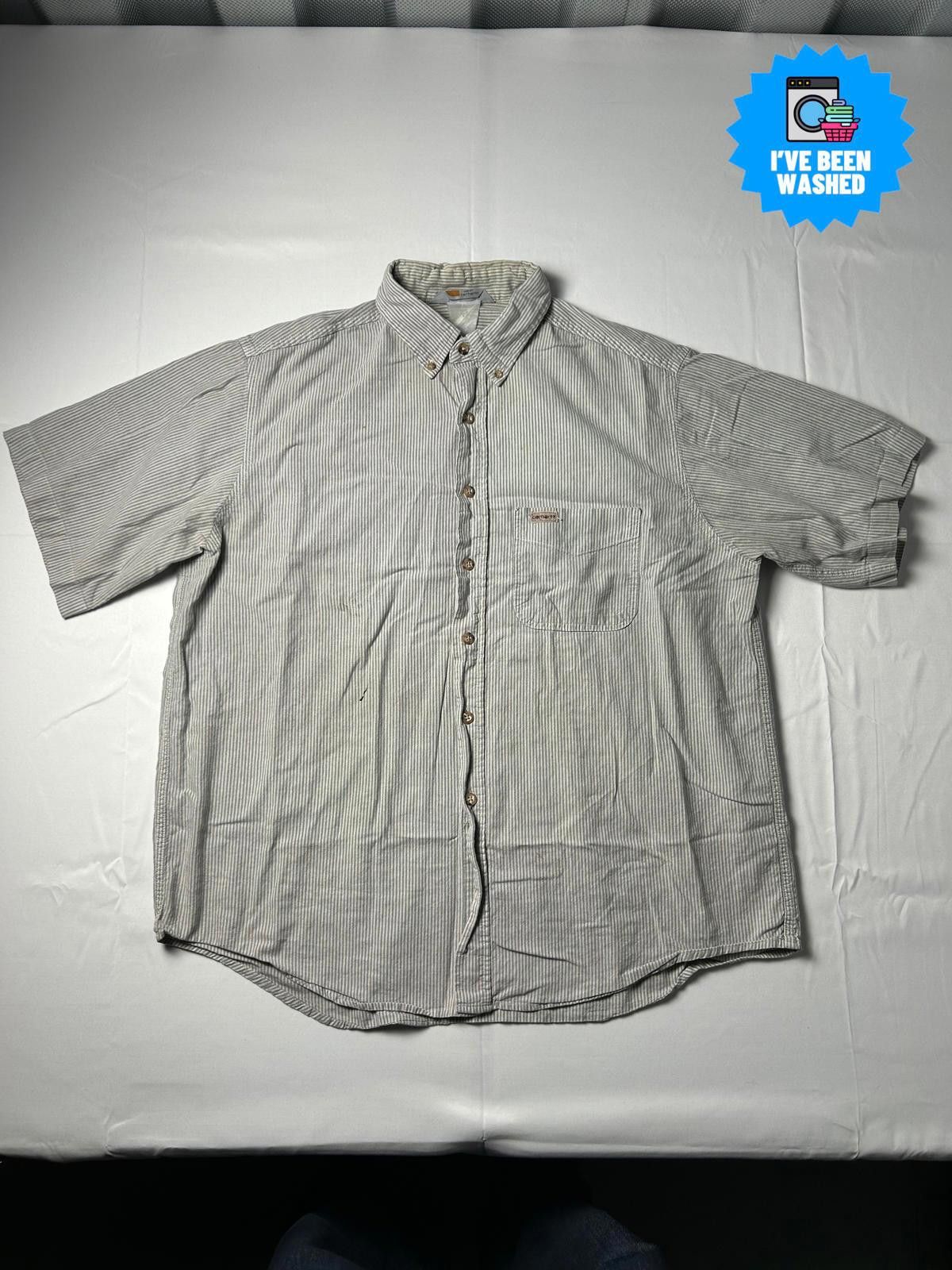 Carhartt Carhartt Pocket Shirt Heavyweight Pinstripe Workwear Grey Size US XL / EU 56 / 4 - 1 Thumbnail