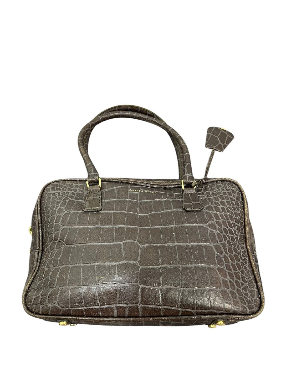 Genuine Leather Crocodile Embossed Cowhide A.D.M.J Japan Hand Bag 1🟩2 Size ONE SIZE - 4 Thumbnail