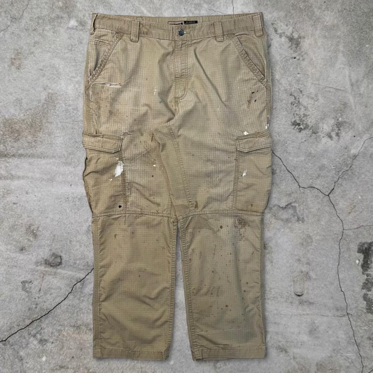 Carhartt Carhartt Distressed Cargo Pants Relaxed Fit Workwear Tan Size US 38 / EU 54 - 2 Thumbnail