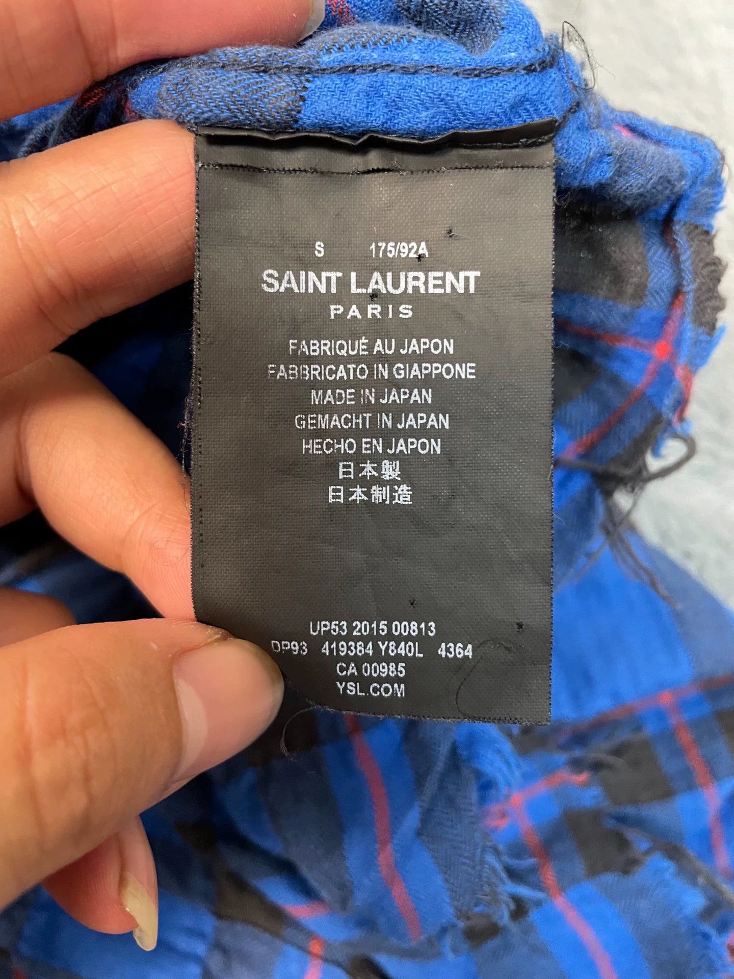 Saint Laurent Paris SLP runway style blue and purple plaid shirt Size US S / EU 44-46 / 1 - 4 Thumbnail