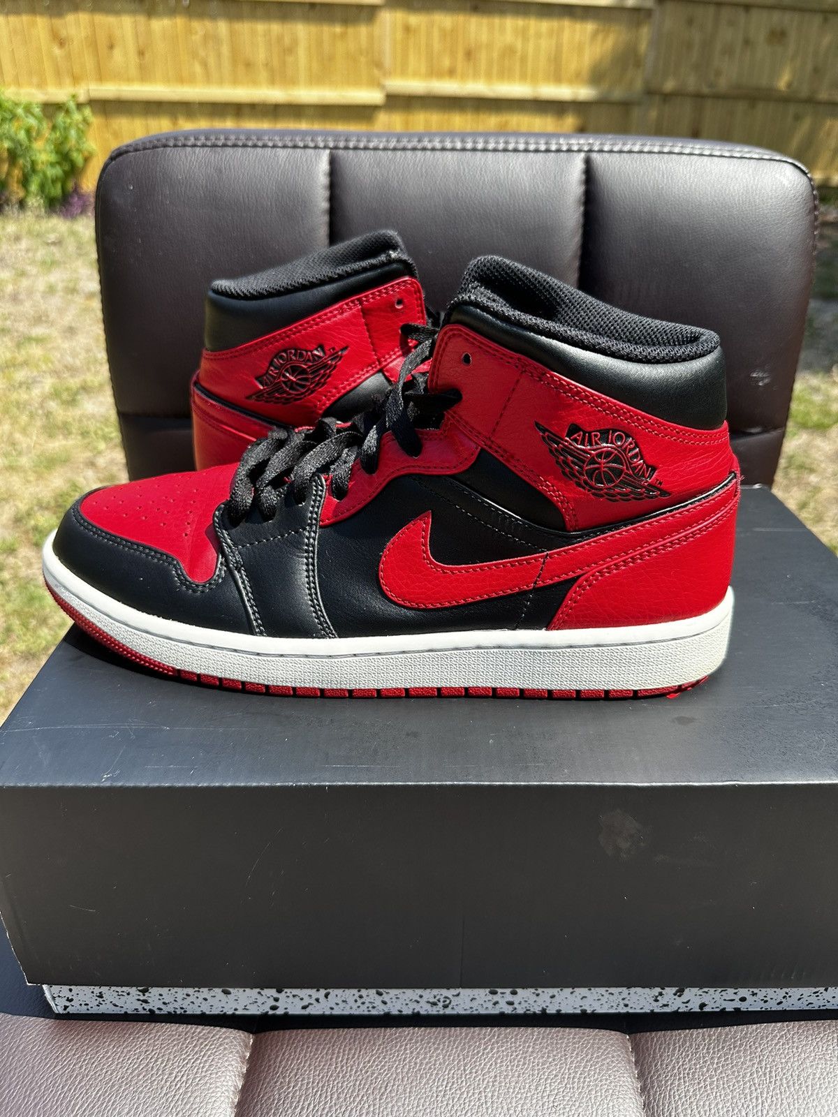 image of Jordan Brand Air One Mid (Banned 2020) Shoes in Red, Men's (Size 9)