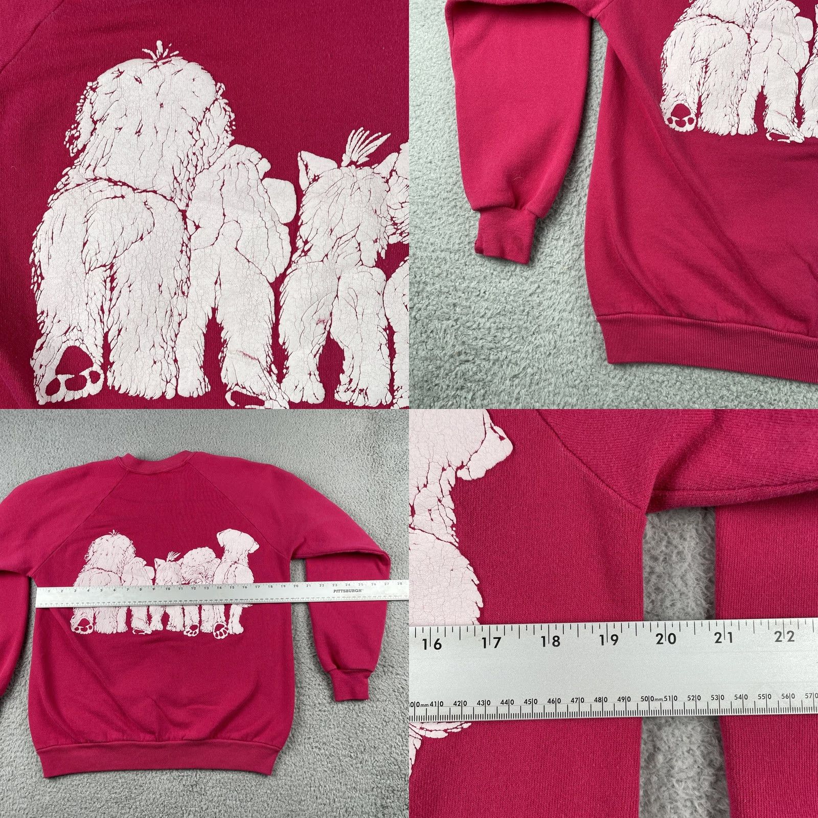 Jerzees Vtg Jerzees Pink Large Raglan Sweatshirt Men Crew Neck 90s Double Sided Dog Print USA Made Raglan Sweatshirt Size US L / EU 52-54 / 3 - 10 Thumbnail