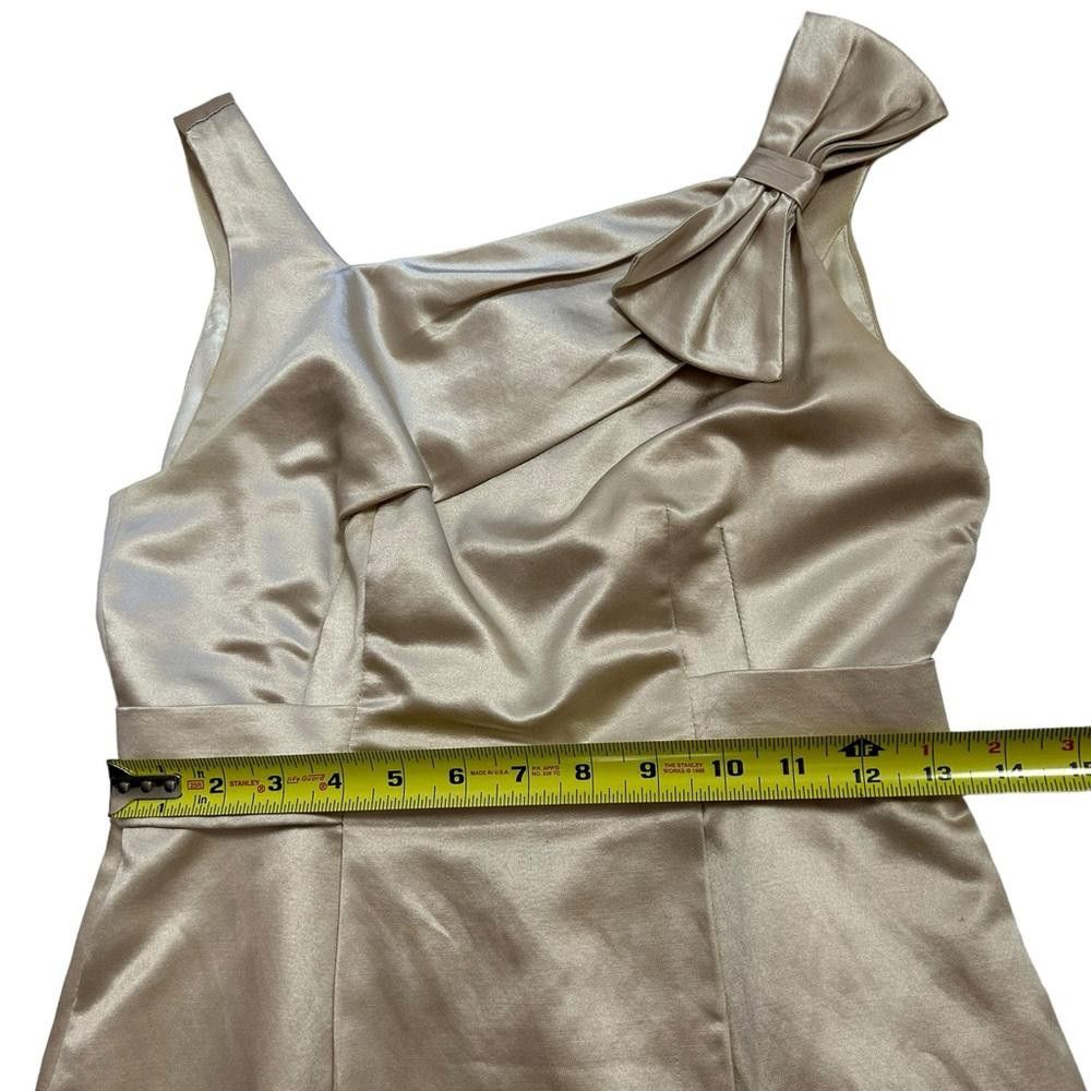 Designer Yoana Baraschi l Tan Gold Silk Satin Bow Dress Size 4 Size S / US 4 / IT 40 - 5 Thumbnail
