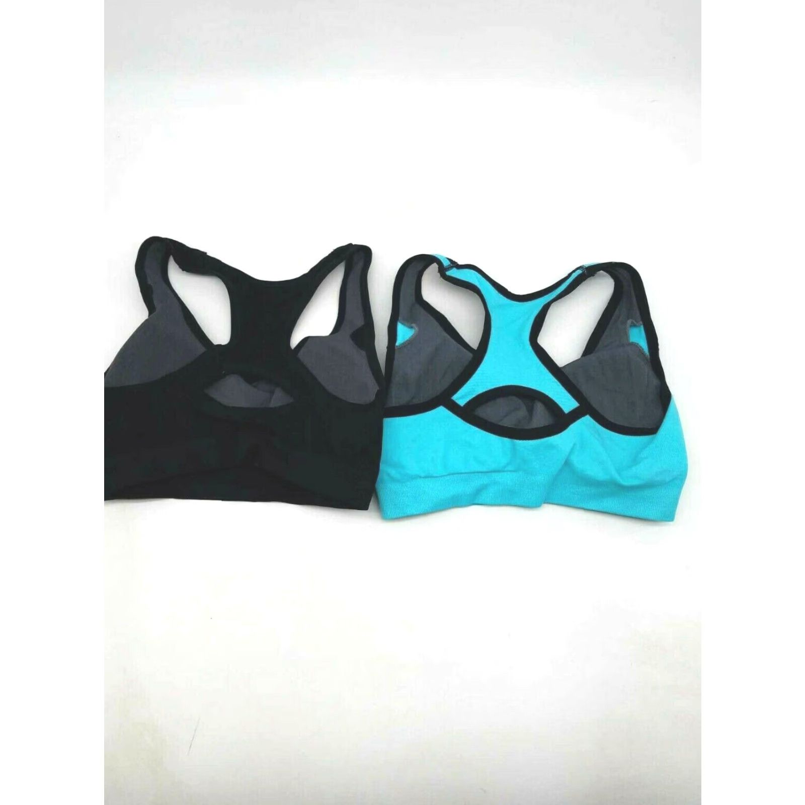Vintage WOMENS Black Blue Sports Bra Set of 3 Activewear Pullover Size S Padded Sleeveless Yoga Running Size S / US 4 / IT 40 - 2 Thumbnail