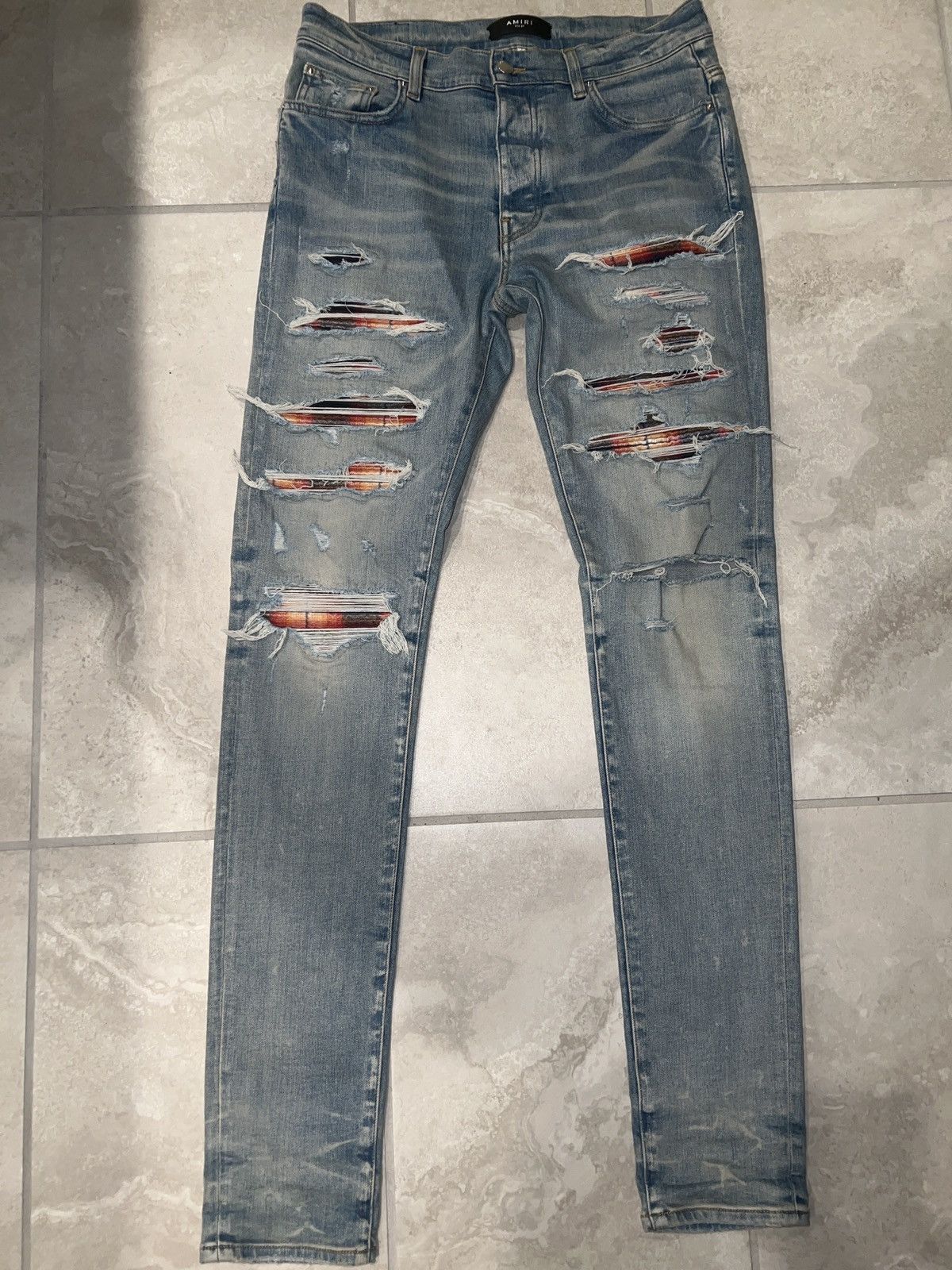 Amiri Amiri jeans plaid patch Size US 32 / EU 48 - 1 Thumbnail