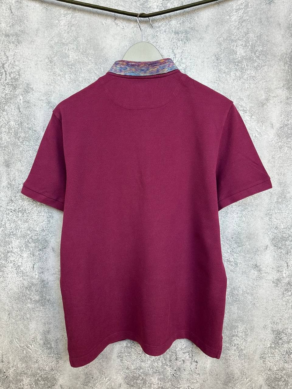 Missoni Missoni Polo Shirt Burgundy Knit Striped Collar Designer Size US L / EU 52-54 / 3 - 2 Thumbnail