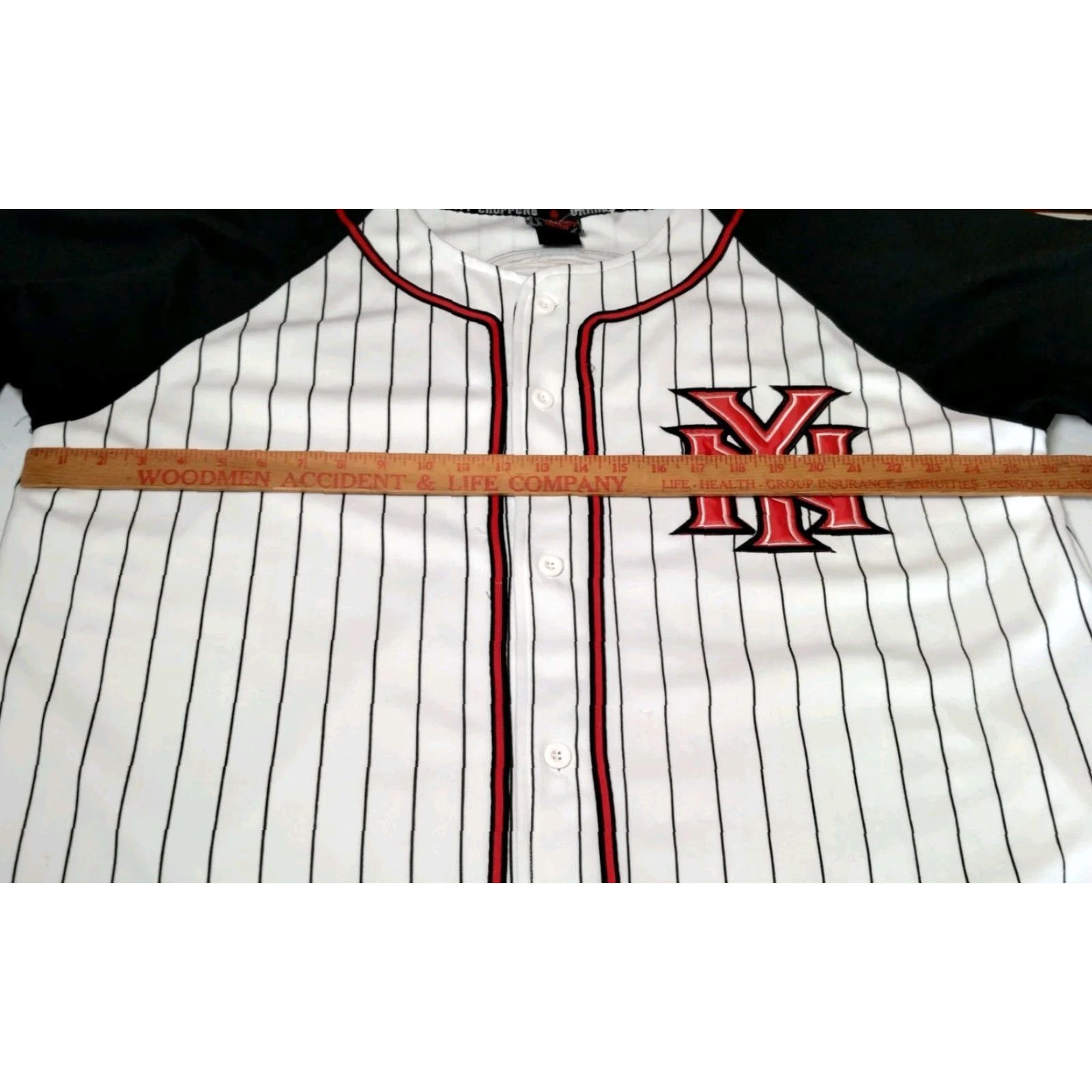 Vintage VINTAGE Orange County Choppers New York Shirt XL Baseball Jersey Motorcycle Pinstripe Shirt X L White Embroidered Choppers Men Size US XL / EU 56 / 4 - 5 Thumbnail