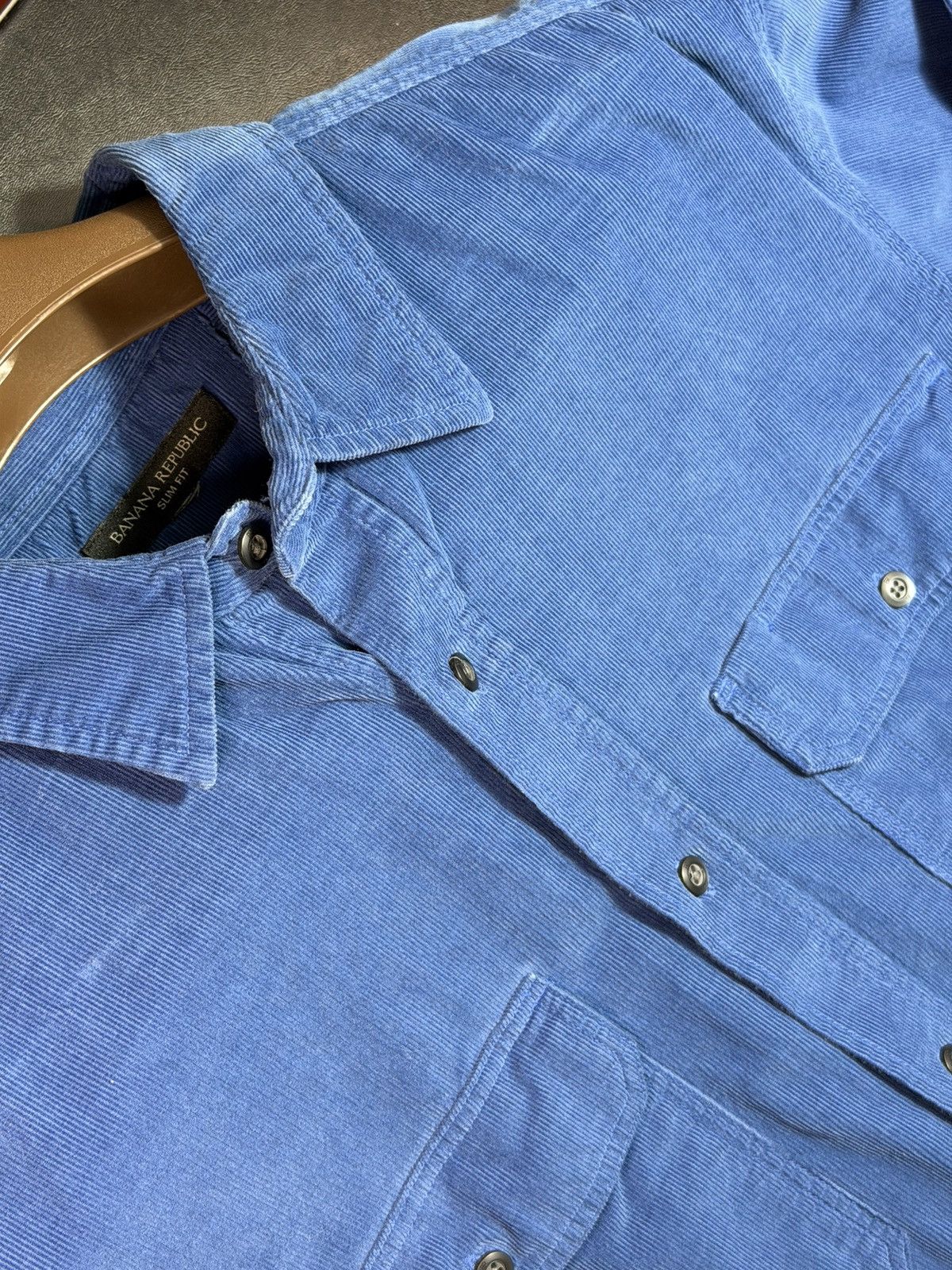 Banana Republic Banana Republic Blue Corduroy Slim Fit Shirt Size US L / EU 52-54 / 3 - 3 Thumbnail