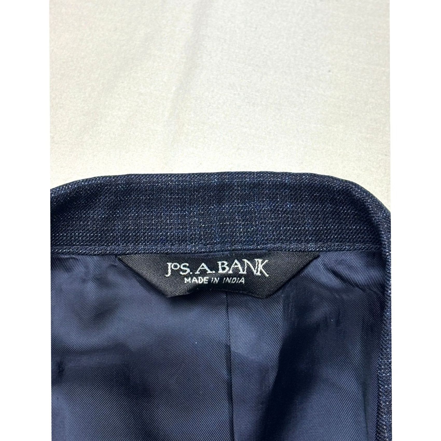 Vintage VINTAGE? No. Jos A Bank Signature Collection Mens Plaid Wool Blend Sport Coat 40L Blazer Navy Size 40R - 4 Thumbnail
