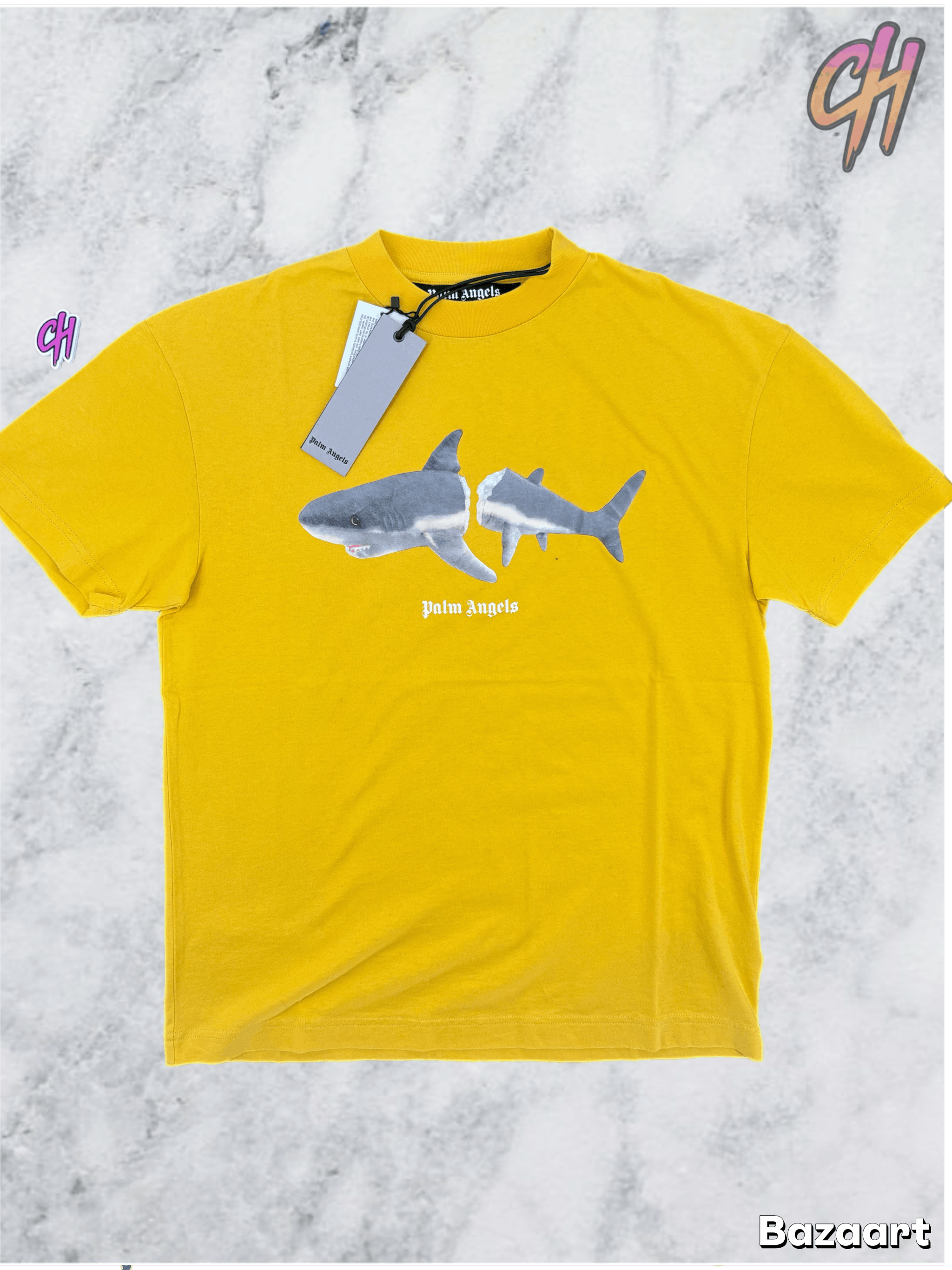 Classic Shark Design Yellow T-Shirt Medium