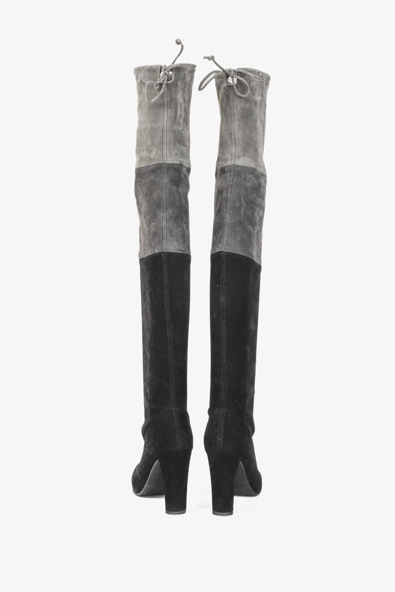 Stuart Weitzman Stuart Weitzman Black Greys Block Suede Thigh High Boots Size US 6 / IT 36 - 3 Thumbnail