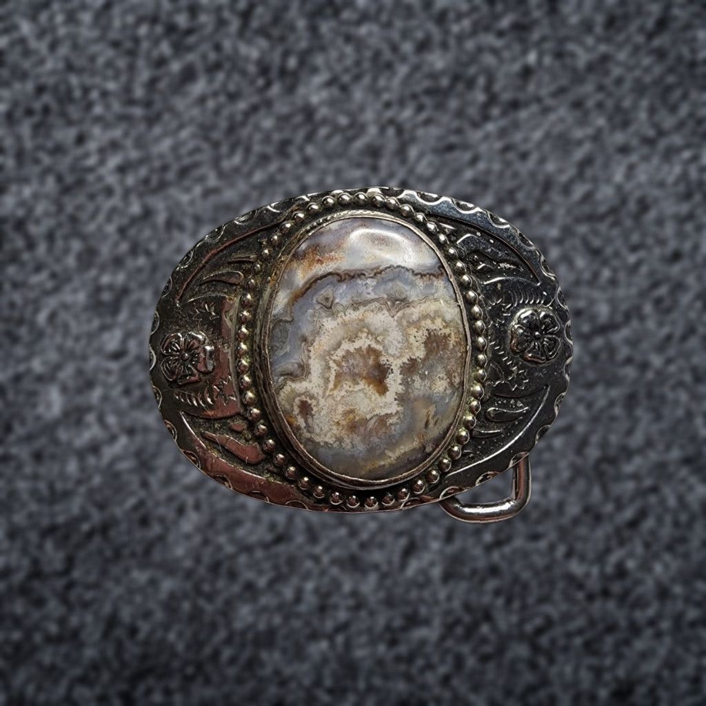 Vintage Vintage POLISHED GEMSTONE JASPER AGATE Belt Buckle Size ONE SIZE - 1 Thumbnail