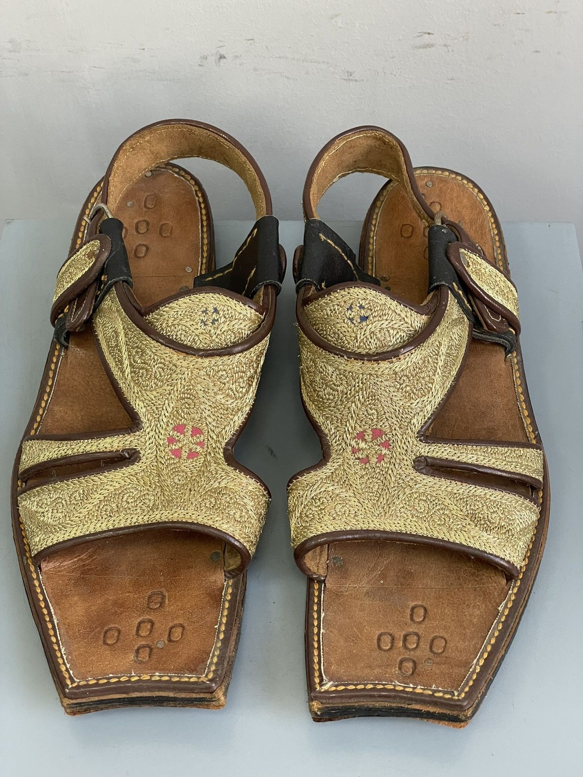 Rare japanese leather hand made sandals y2k