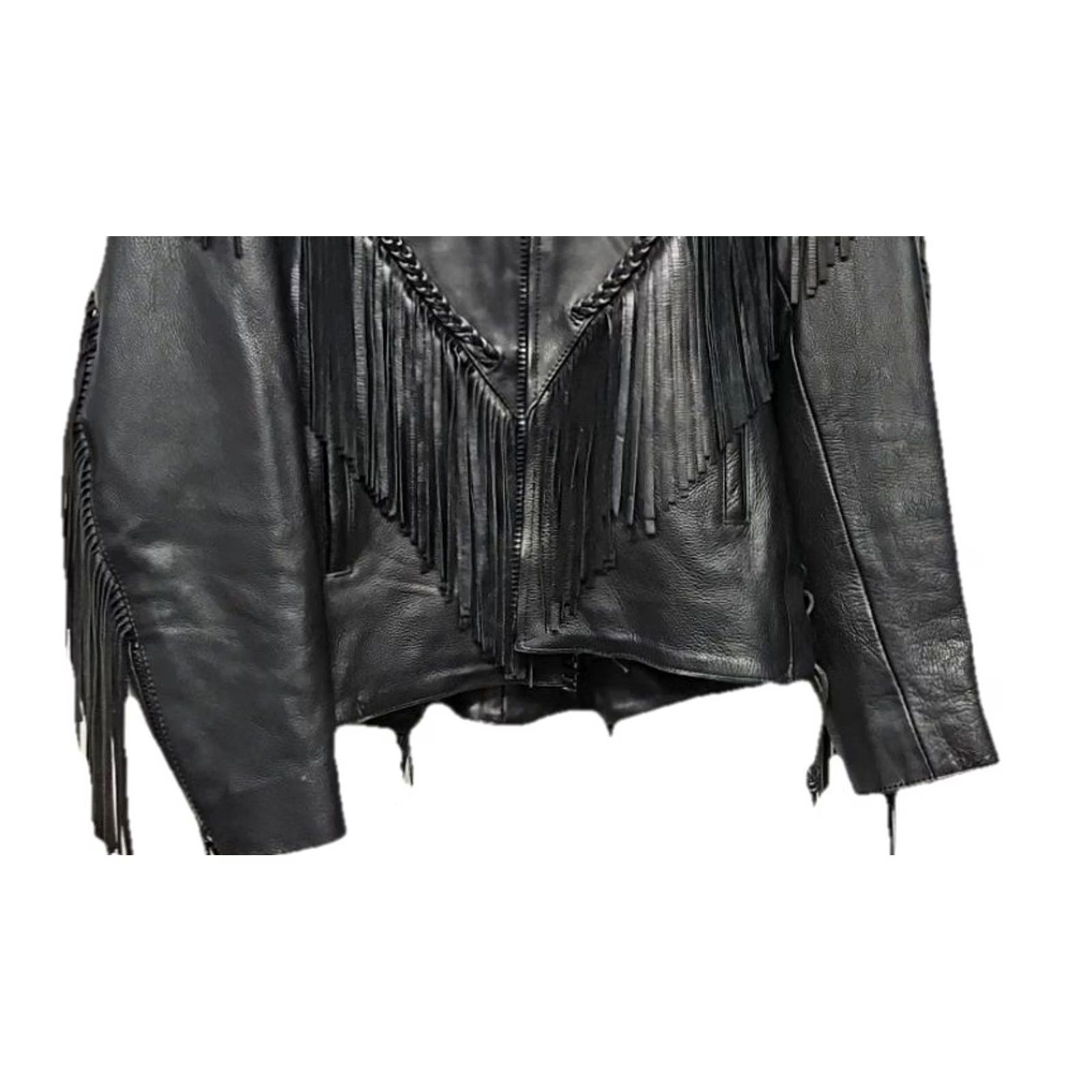 Harley Davidson Y2K Harley Davidson Women’s Leather Jacket Small Western Biker Fringe Black Zip Size S / US 4 / IT 40 - 4 Thumbnail