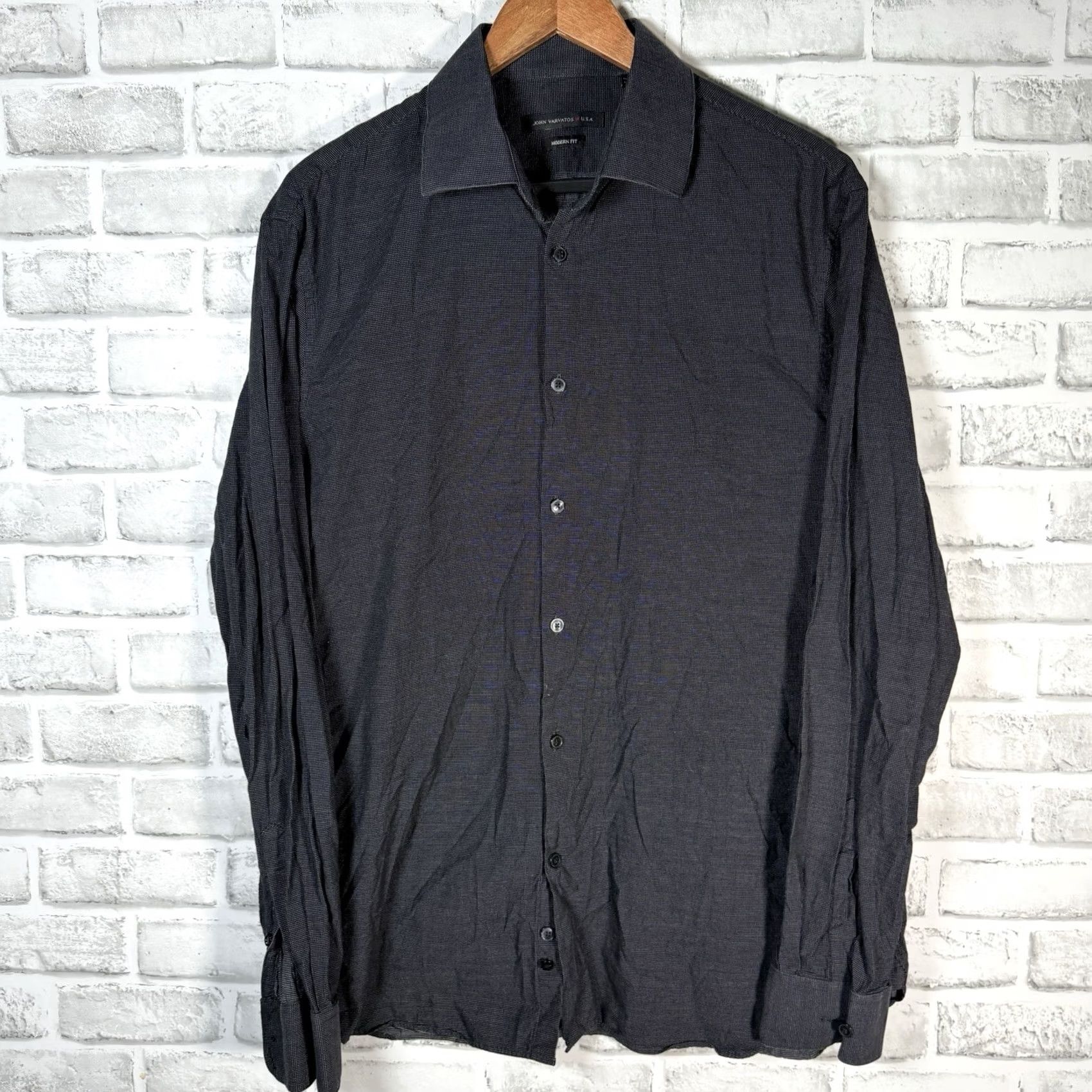 John Varvatos John Varvatos Modern Fit Black Long Sleeve Button-Down Shirt Mens Size 16.5L Size US L / EU 52-54 / 3 - 2 Thumbnail
