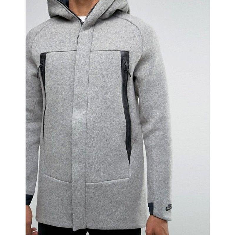 image of Nike Tech Fleece Longline Jacket Full Zip Pockets Gray 3X in Grey, Men's (Size 2XL)