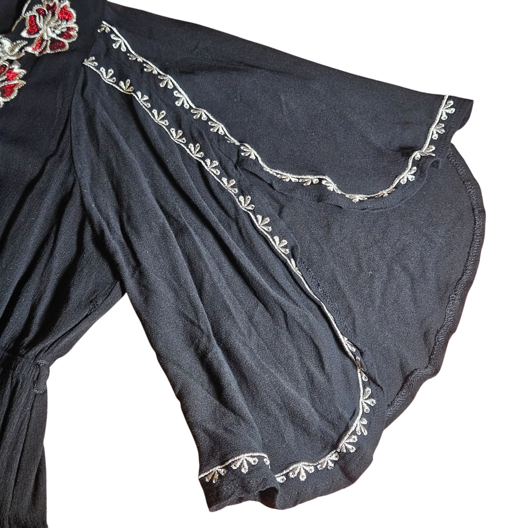 Other Lunik Women’s Black Floral Boho Dress L Whimsygoth Festival Size L / US 10 / IT 46 - 6 Thumbnail