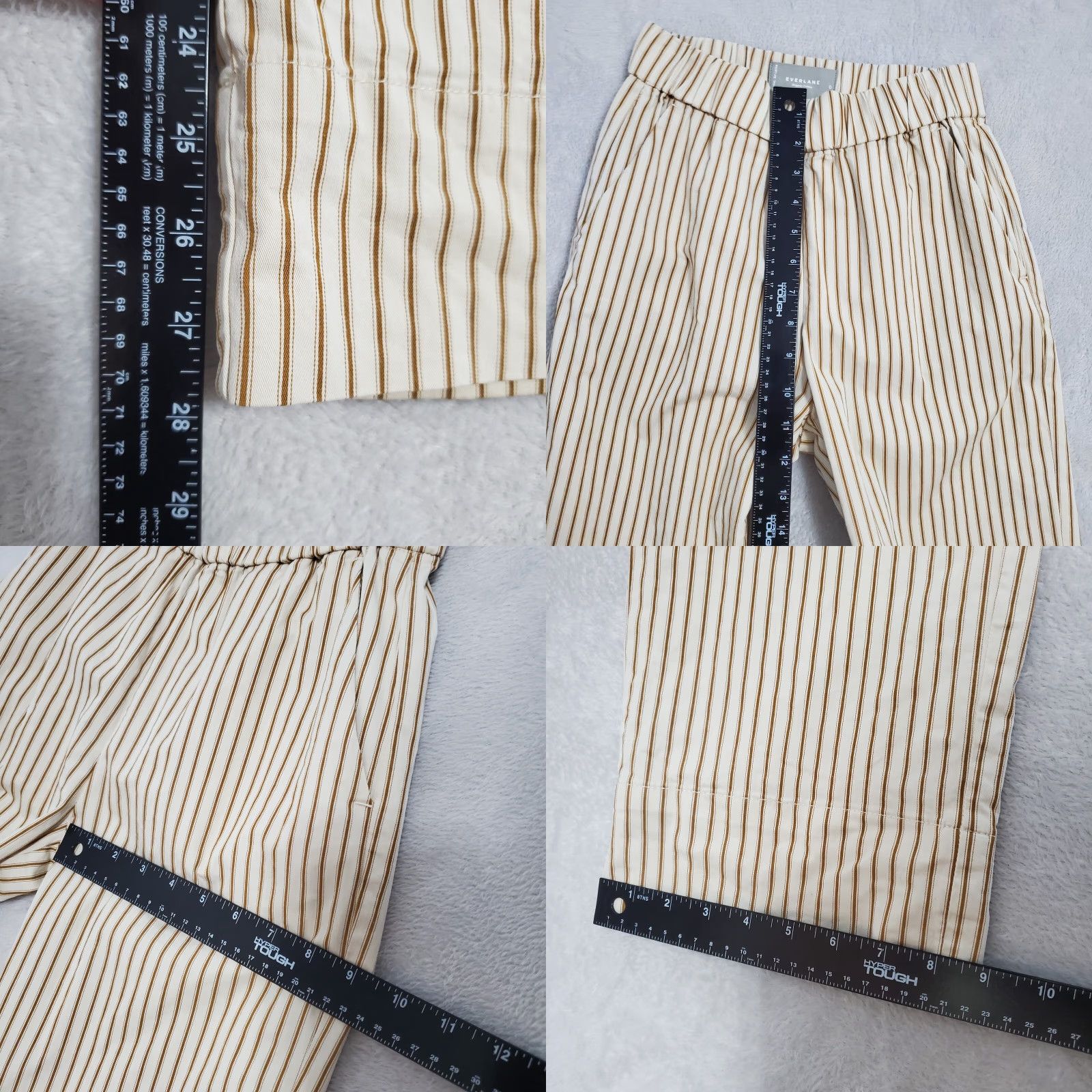 Everlane VINTAGE Everlane Pants Womens 0 Tan Brown Striped Organic Cotton Pull On Preppy Size 25" / US 0 / IT 36 - 8 Thumbnail