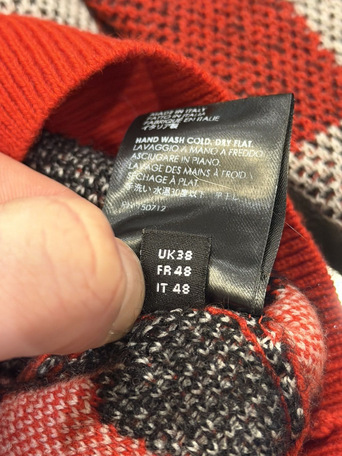 Amiri Amiri Checker Kniw Sweater - Grey/Red Size US M / EU 48-50 / 2 - 7 Thumbnail