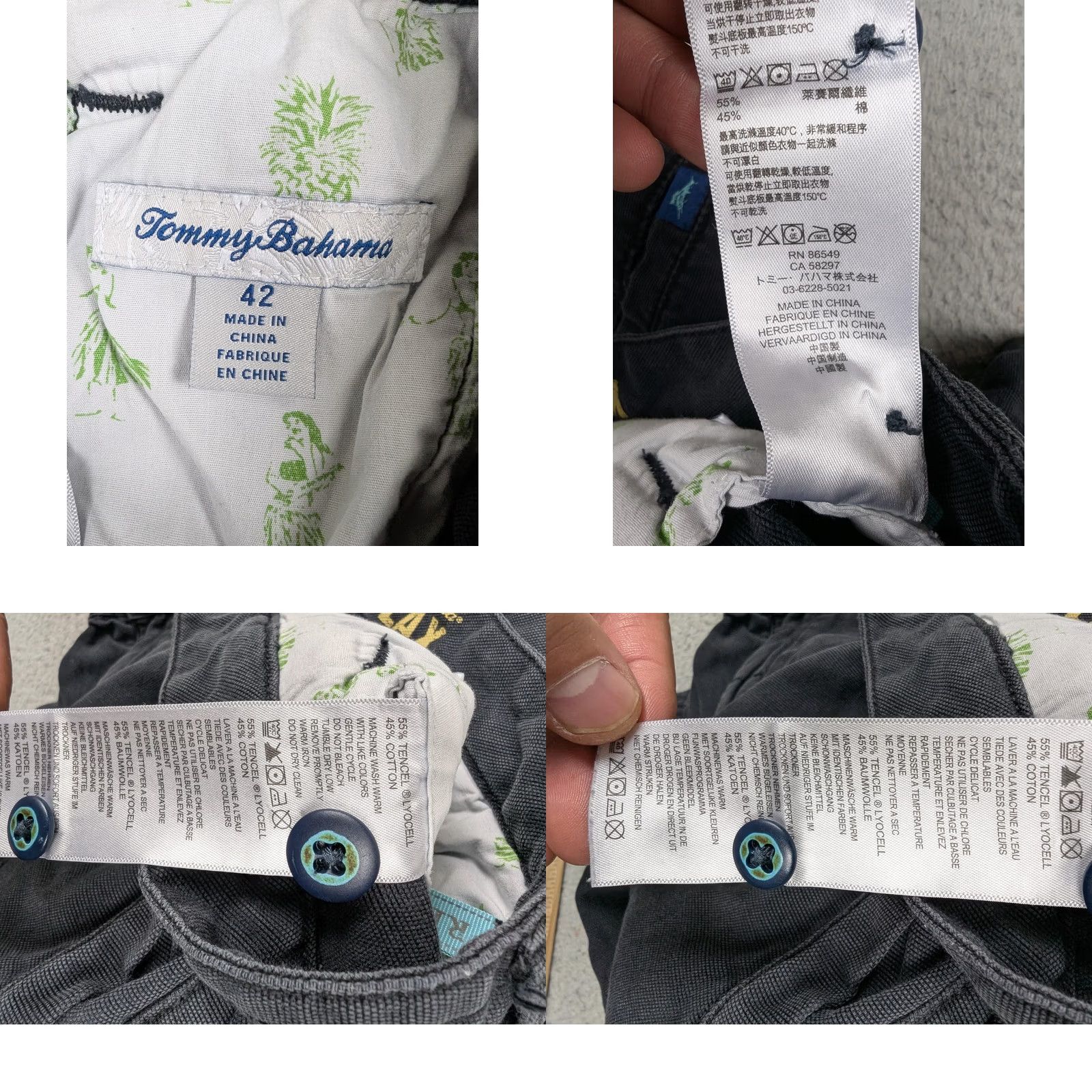 Tommy Bahama Tommy Bahama Relax Cargo Shorts Mens 42 Gray Cotton Lyocell Zip Fly Front Pockets 10 In Inseam Casual Summer Relax Mens Size US 42 / EU 58 - 8 Thumbnail