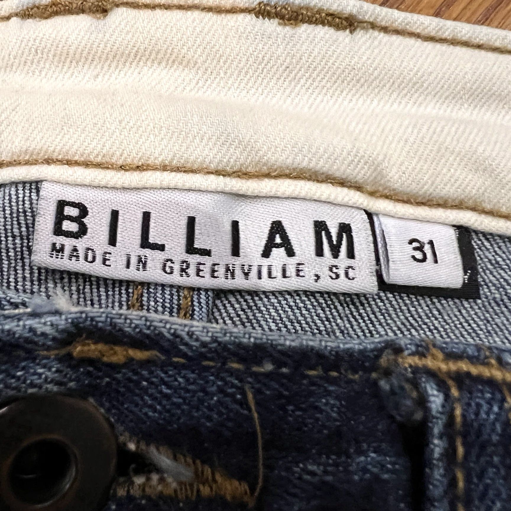 Denime BILLIAM Jeans Men’s 31x30 Straight Leg Blue Denim USA Made Luxury Quality Size US 31 - 3 Thumbnail