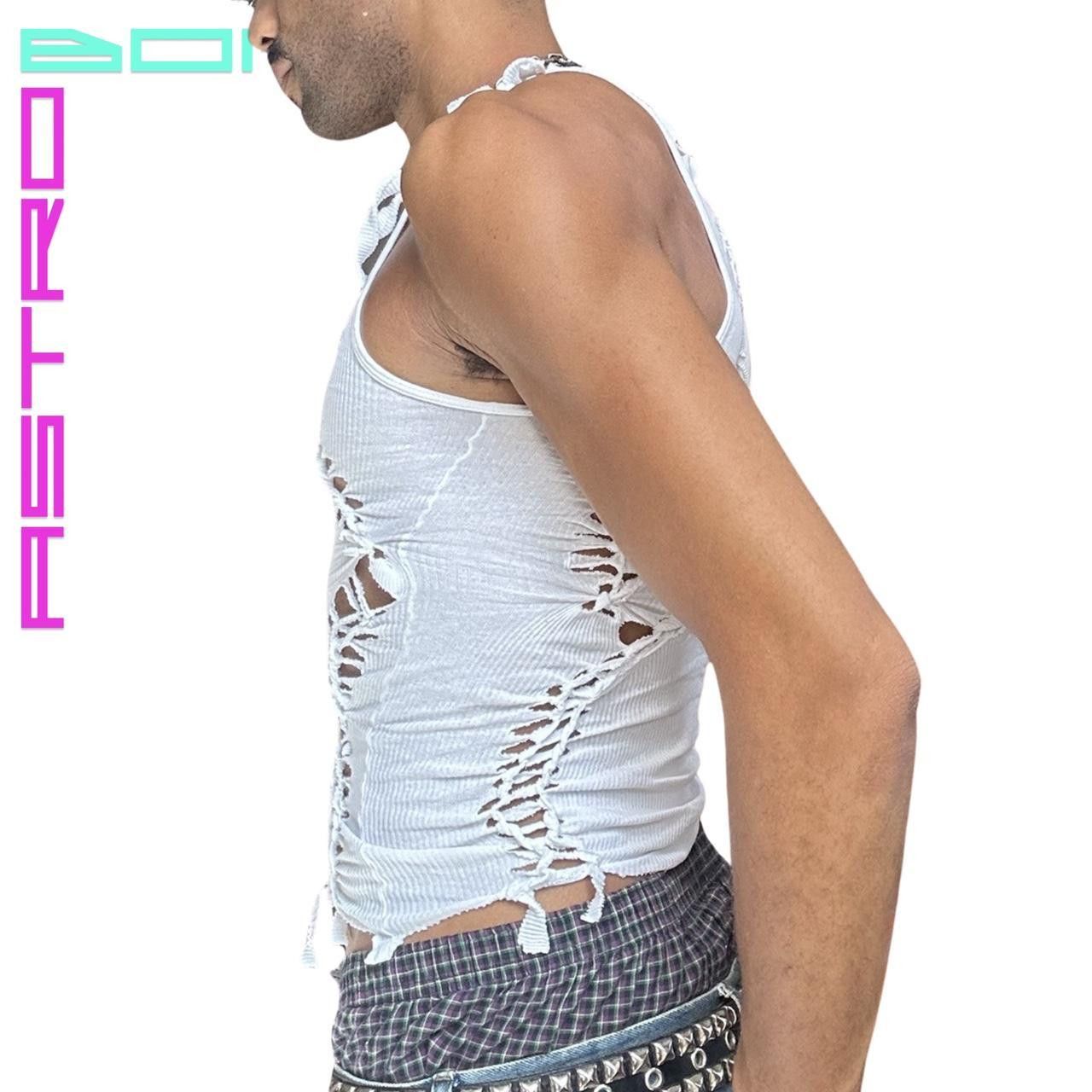 Hanes ASTROBOI* White Slim Fit Ribbed Braided Tank Top - Medium Size US M / EU 48-50 / 2 - 3 Thumbnail
